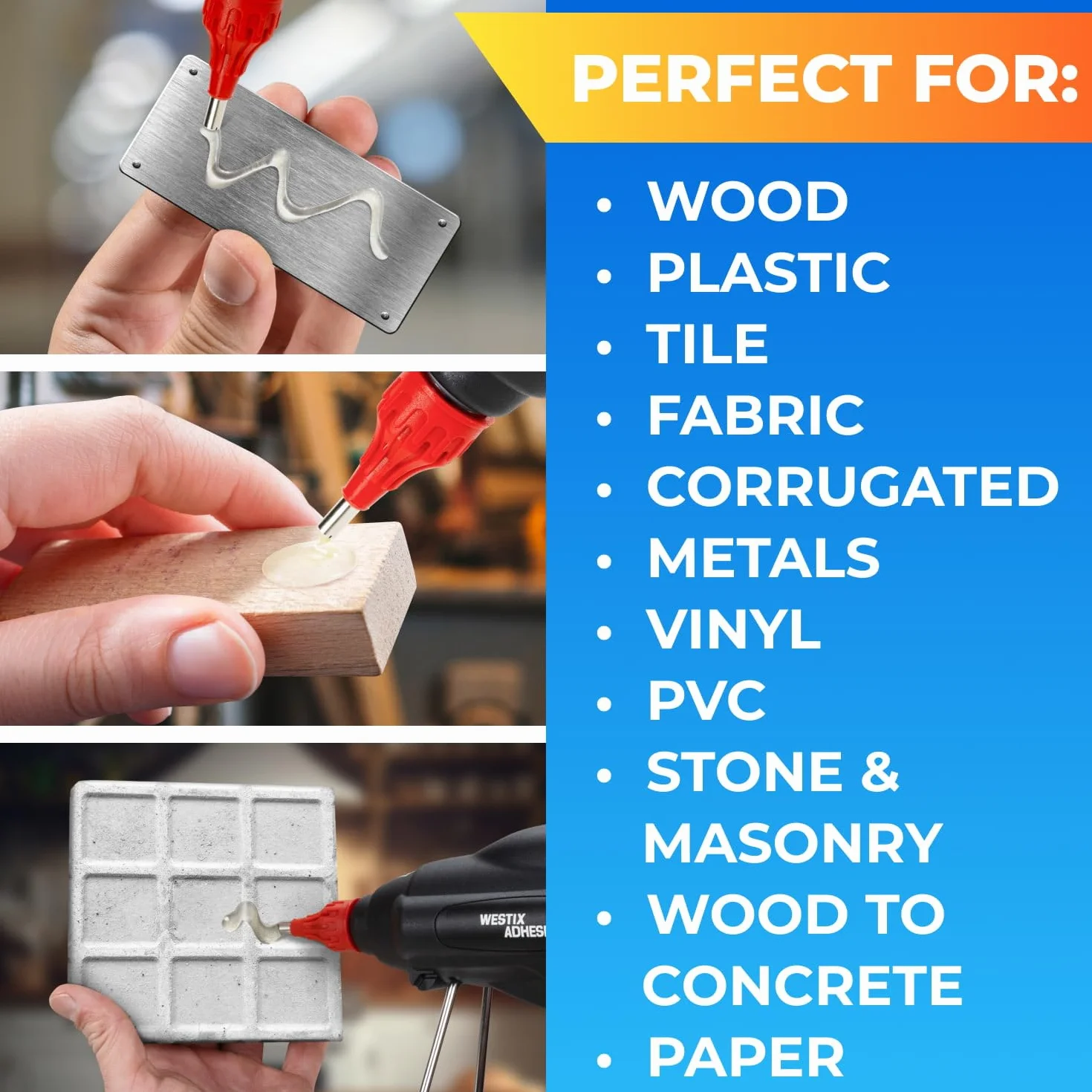 IDL Packaging Bastoncini di colla a caldo per pistole per colla, trasparenti (confezione da 50), per tutte le superfici, per legno, metallo, plastica, vetro, piastrelle, cartone, muratura, 1,5 x 25,4
