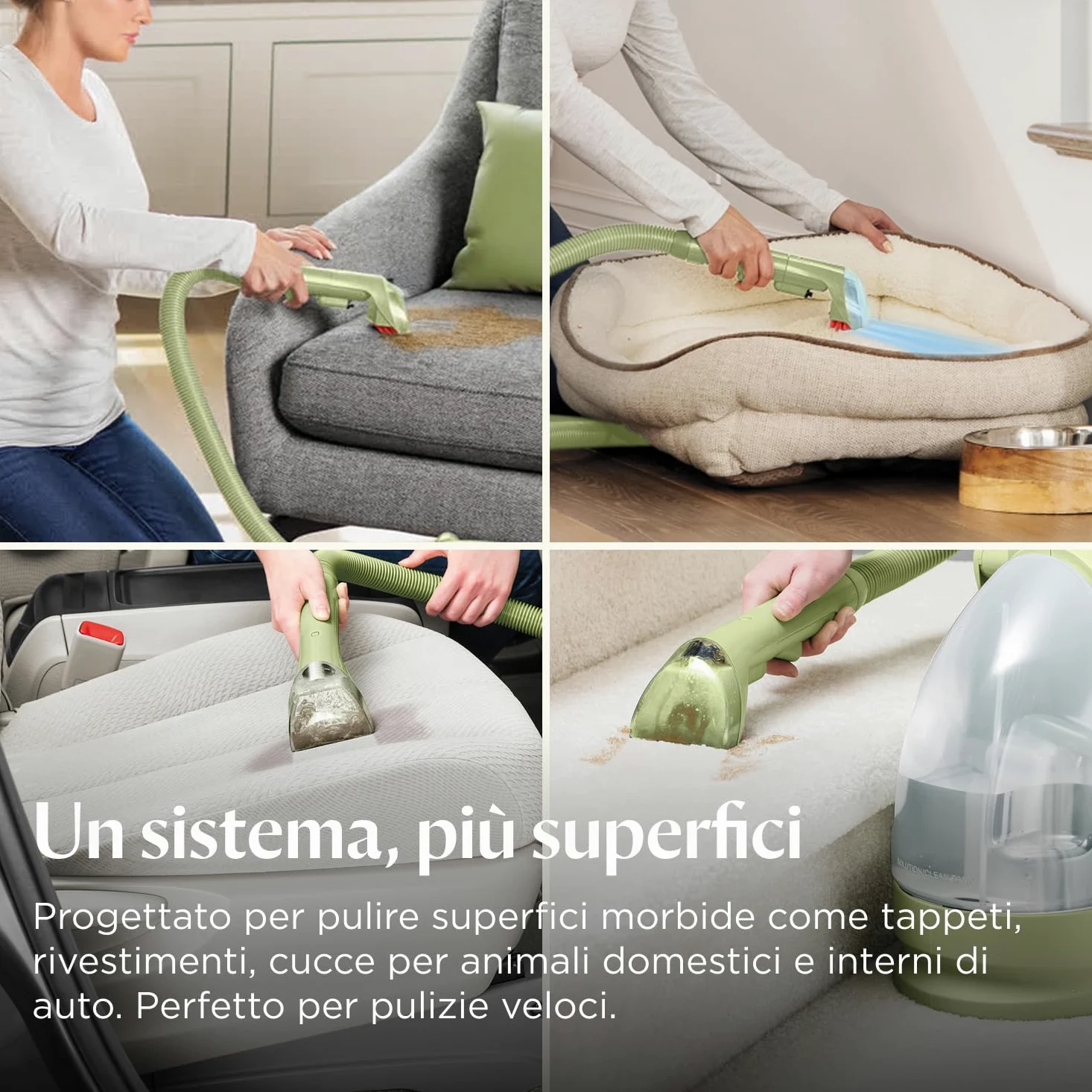 BISSELL Little Green, Lavatappeti, Lavatappezzeria per Macchie Quotidiane e Sporco, Lava Tappezzeria per Tappeti, Auto, Pulisci Divani, Moquette, Materassi e Altro, Potente Motore da 340W, 4098N