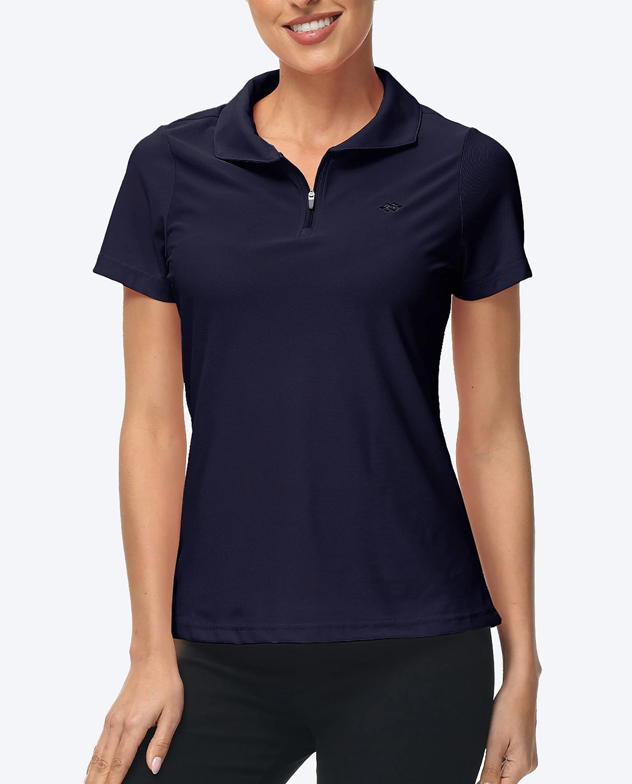 Polo Donna Manica Corta Cerniera 1/4 Golf Poloshirt Eleganti Lavoro Camicia Traspirante Sport Top