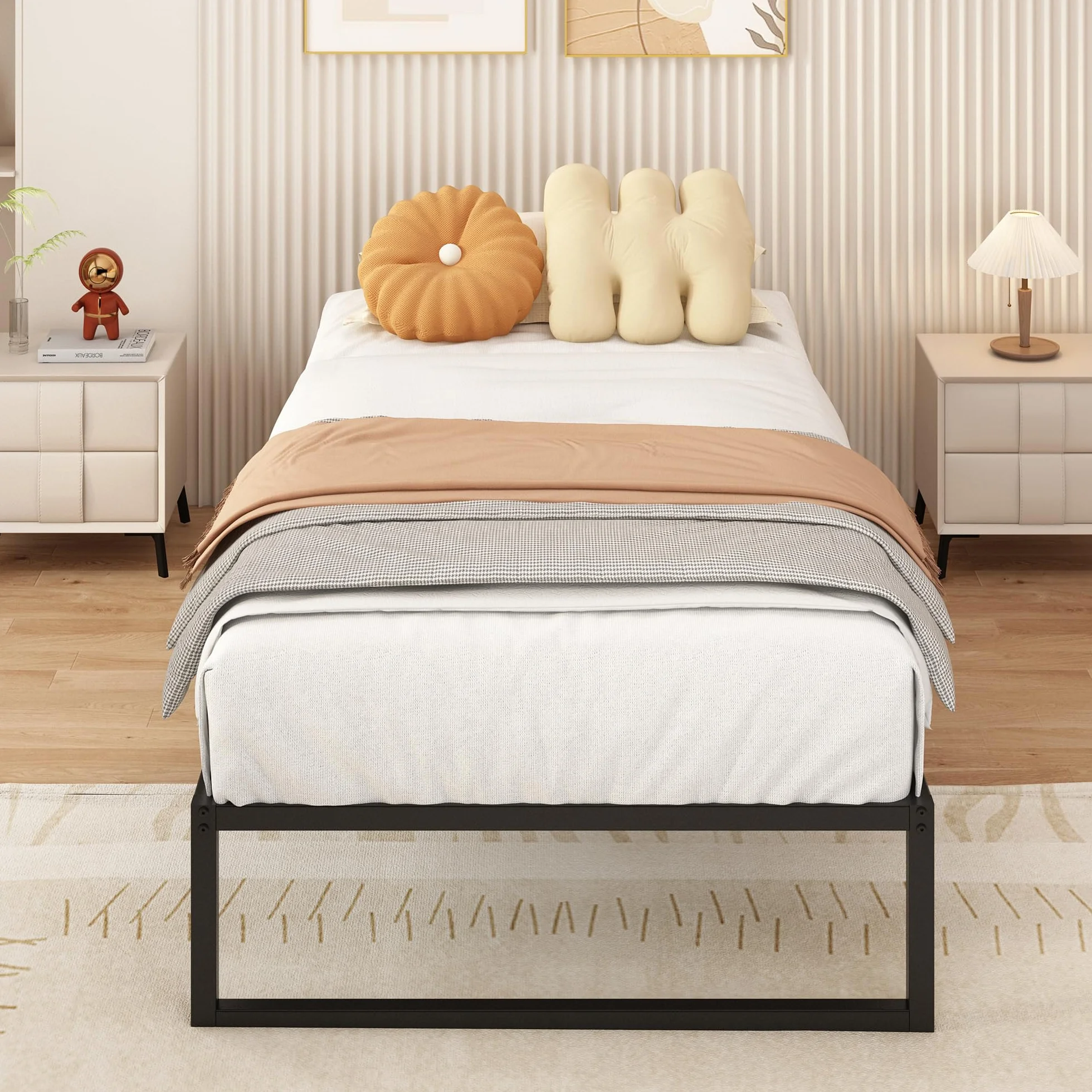 Yicensen Struttura Letto Singola 80x190 cm, Struttura Letto in Metallo, Supporto Solido, Facile da Montare, Design Silenzioso, Stile Moderno e Minimalista, Altezza 36 cm, Nero