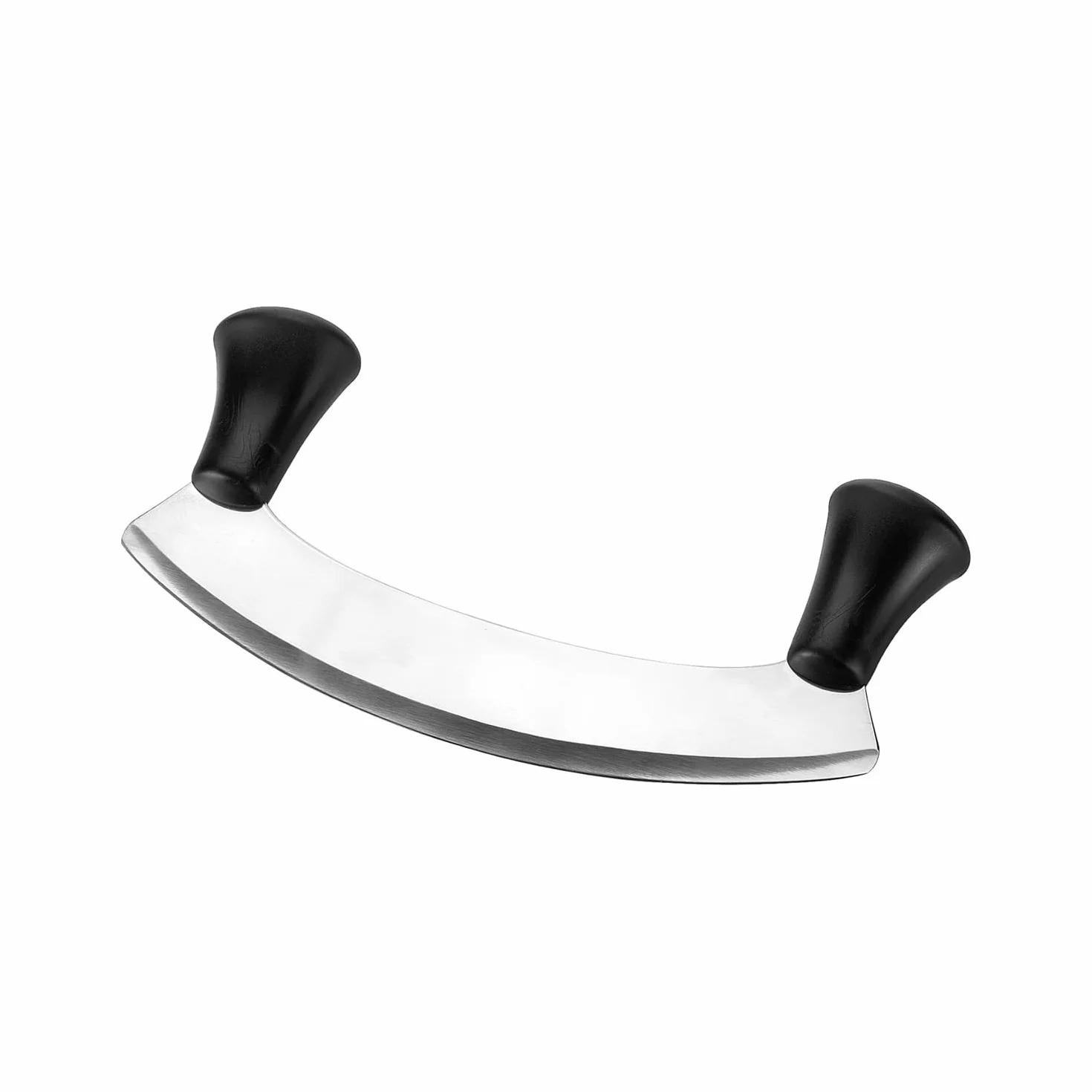 Wintem Mezza luna Acciaio Inox con Manici Ergonomici 25 cm - Lama Curva Consente di Ottenere Trito Omogeneo e Movimento Fluido - Facile da Pulire in Lavastoviglie e non - Presa Sicura e Confortevole