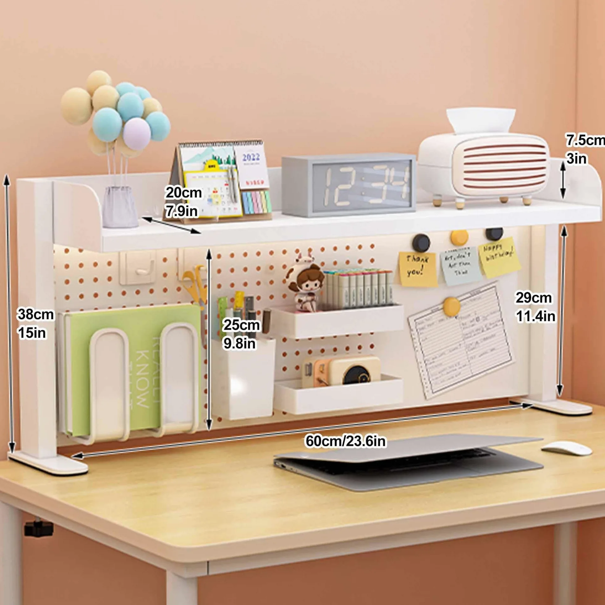 Scaffale da scrivania per dormitorio, libreria, espositore per riporre oggetti da scrivania, con morsetto, organizer per scrivania, per ufficio domestico e scrivanie per computer(60x20x38cm)