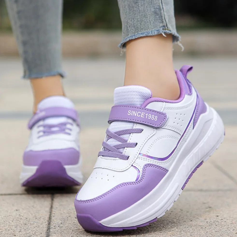 ENEN Scarpe con Rotelle Bambina Outdoor Stile Strada Sportive Skateboard 4 Ruote Sneakers Multisport Pattini Ragazze Ragazzi