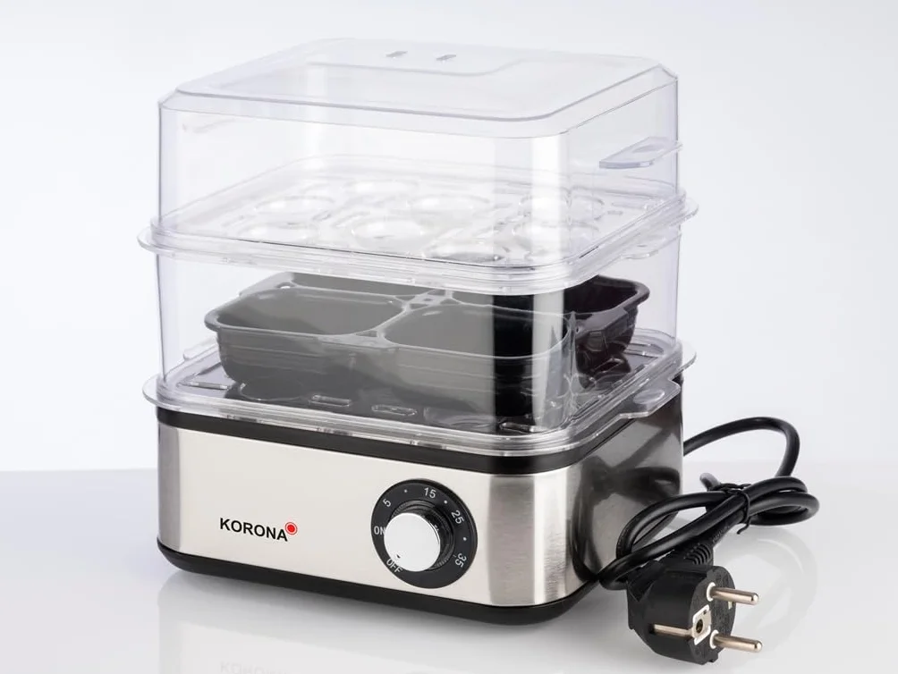 Korona 25303 Mini piroscafo e cuociuova in acciaio inox | Piccolo smorzatore per verdure | Fornello professionale per fino a 16 uova