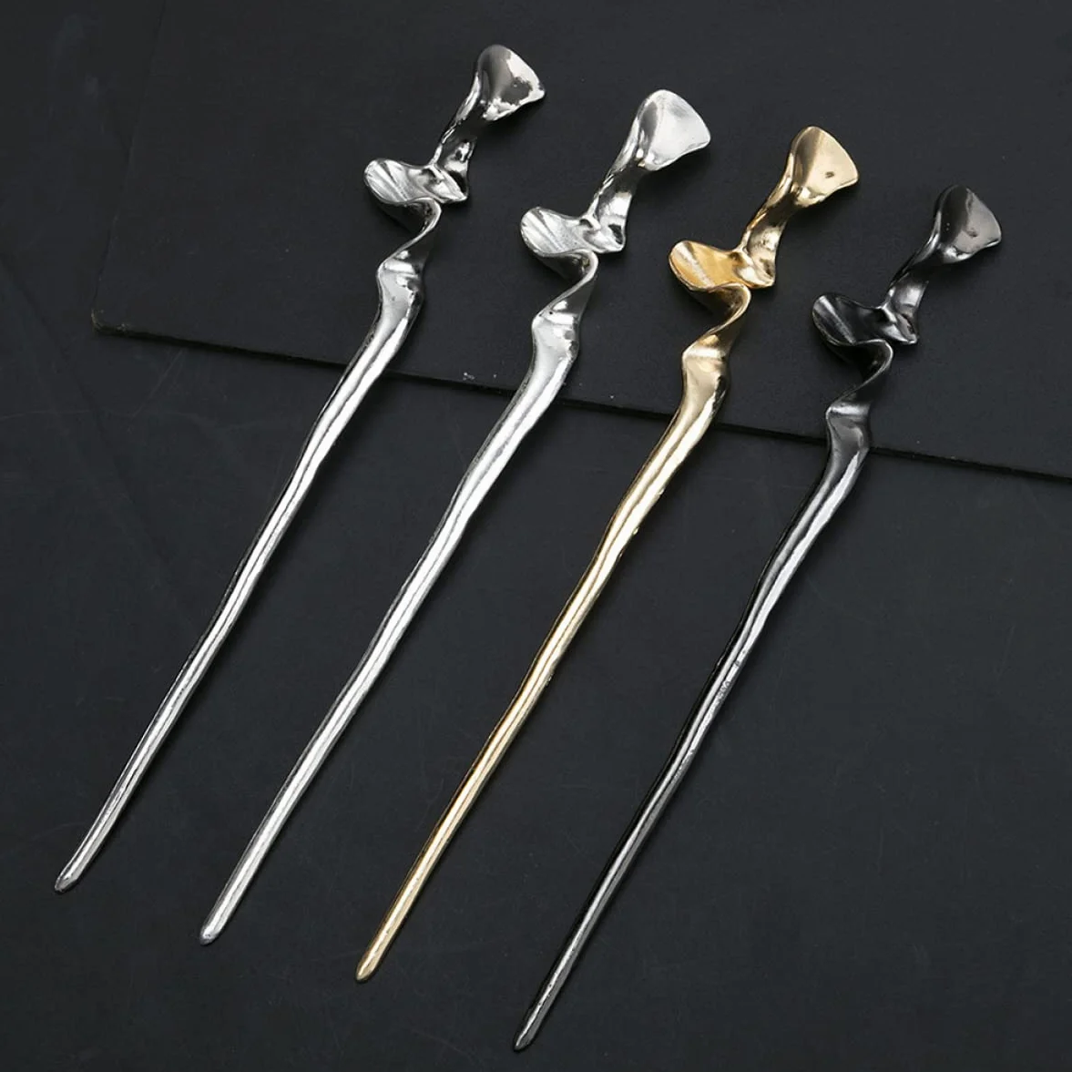 POPETPOP Hair Stick 2 Pezzi Lega di Zinco Oro Accessorio Chioma Donna Vintage Elegante Resistente Banchetto Matrimonio