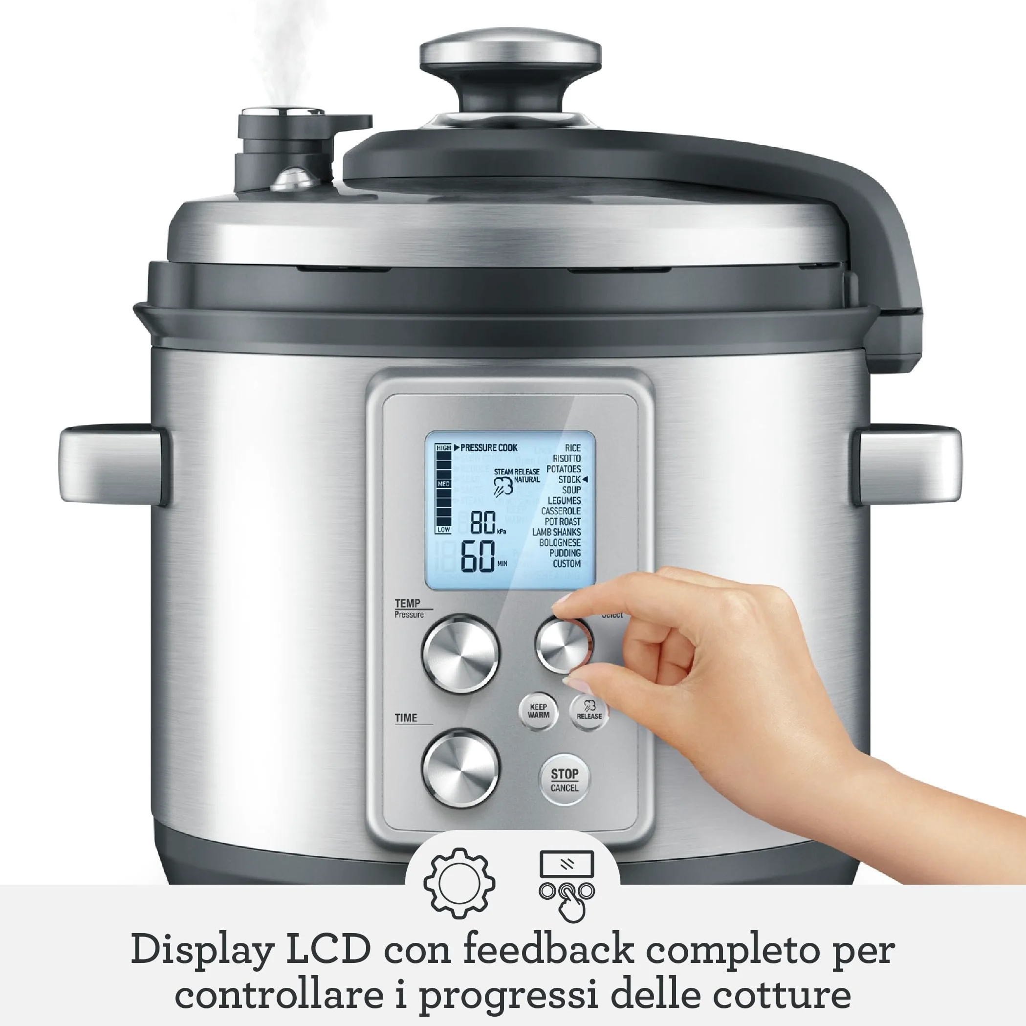 Sage - The Fast Slow Pro - Cuocere a Pressione, Cuocere a Fuoco Lento, Saltare, Cuocere a Vapore, Stufare, Fare il Risotto, Acciaio Inox Spazzolato