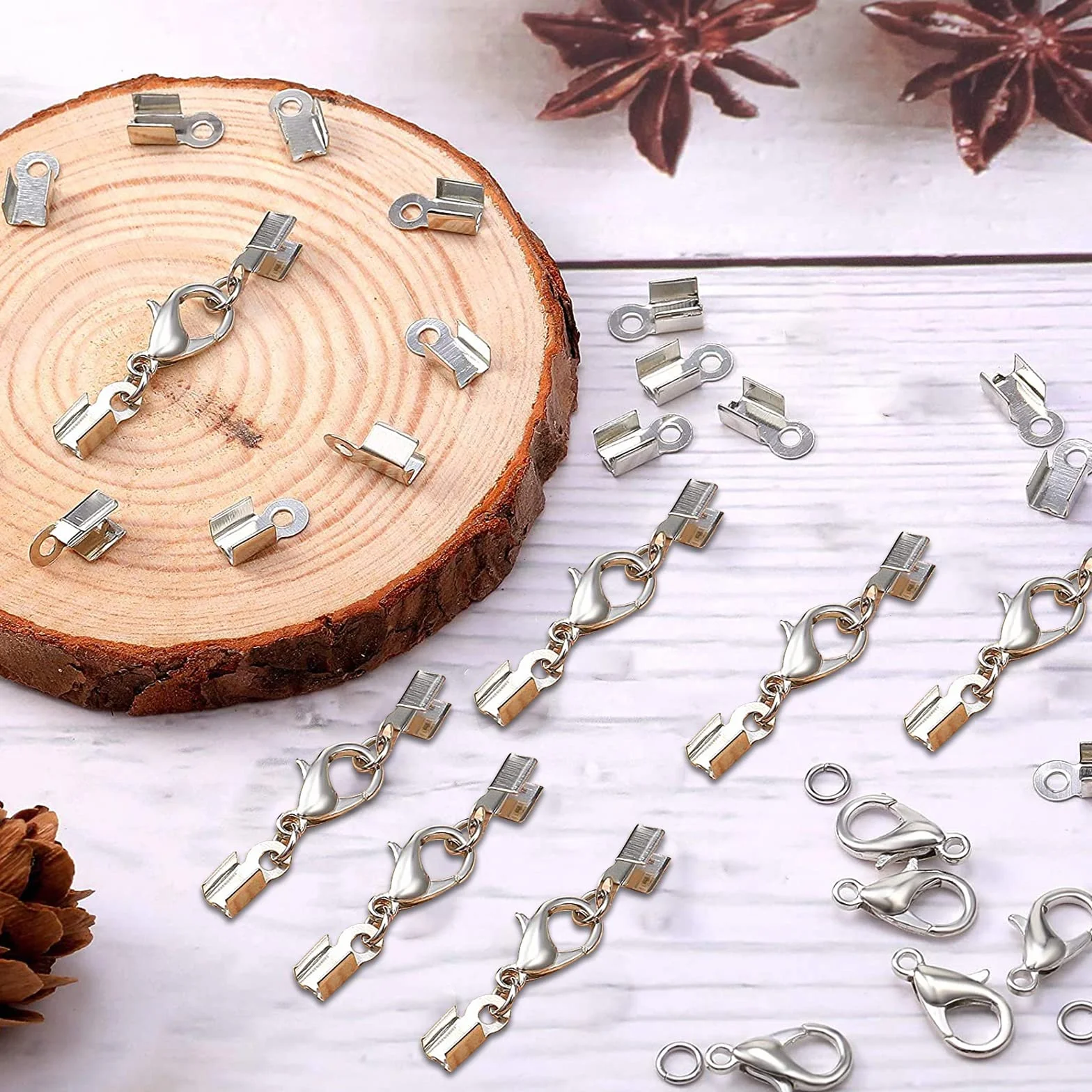 VEGCOO 30 Pezzi Chiusura Moschettone in Acciaio Inox Fermagli, Aragosta Fermagli Acciaio Inox Ganci Chiusure, Chiusura per Gioielli per Creazione Braccialetti Bigiotteria Fai Da Te