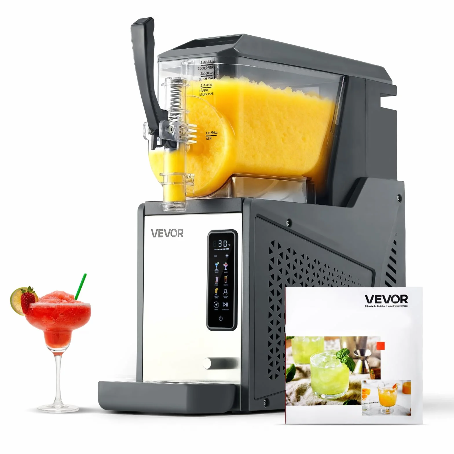 VEVOR Macchina per Granite 4 L 350 W Serbatoio Singolo per Bevande Ghiacciate, Succo Freddo, Cocktail