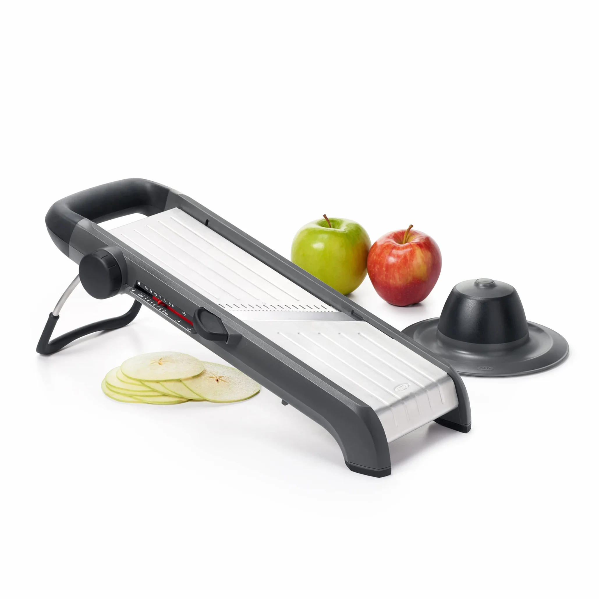 OXO Good Grips - Affettatrice professionale per frutta e verdura 2.0 con lame giapponesi in acciaio inox, colore: grigio