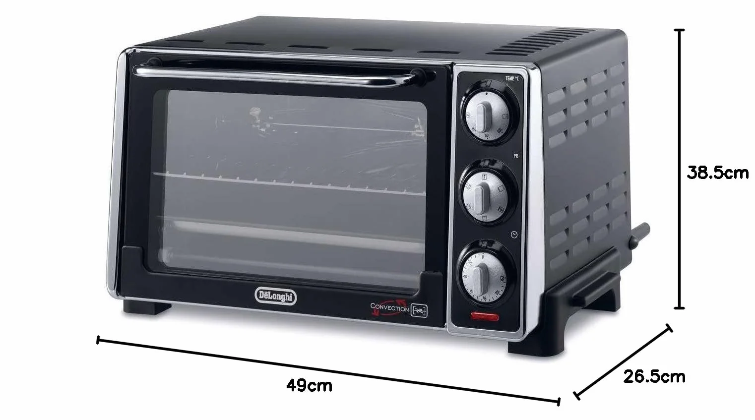 De'Longhi EO20792 Forno Elettrico 20 Litri 1300W con Spegnimento Automatico, 7 Funzioni Cottura, Timer, Spiedo Girarrosto, Porta Doppio Vetro