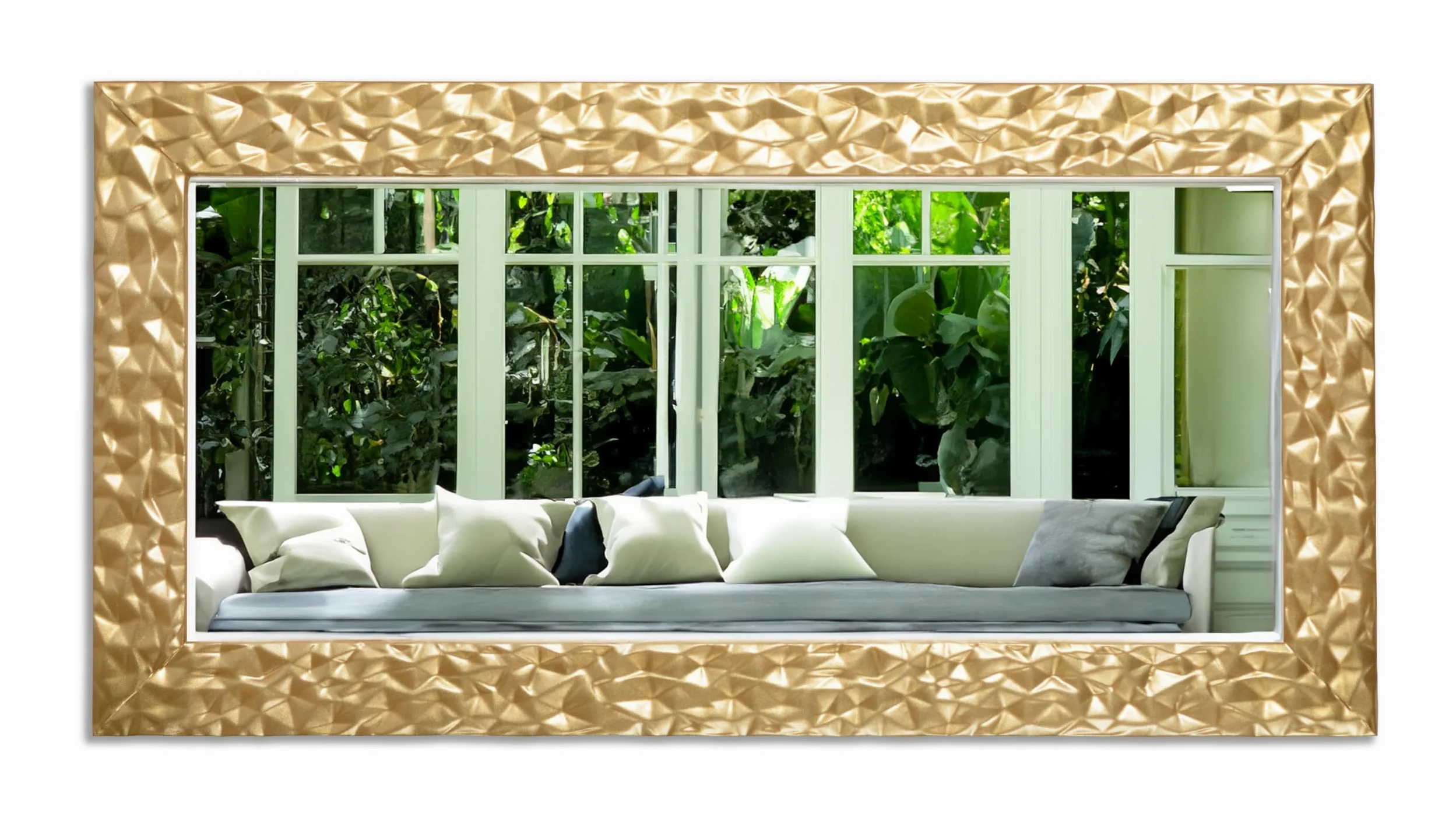 MO.WA Specchio da parete moderno oro Made in Italy cm. 41x81 - Specchio cornice in legno dorata da appendere in camera, ingresso, corridoio