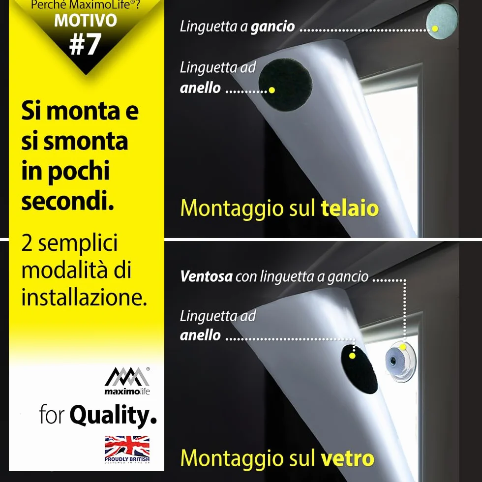 Tenda oscurante MaximoLife® Ultimate 100% | Adatta a finestre di qualsiasi dimensione/forma | Griglia guida di taglio per un taglio più facile | Ventose potenti | Gancio e passante resistenti
