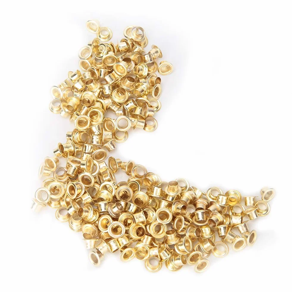 Occhielli Dorati da 4 Mm, 250 Set Occhielli in Metallo Carta di Carta Singolo Foro Occhiello Occhiello Rotondo per Scarpe Vestiti Artigianato Scrapbooking Documento Cartaceo