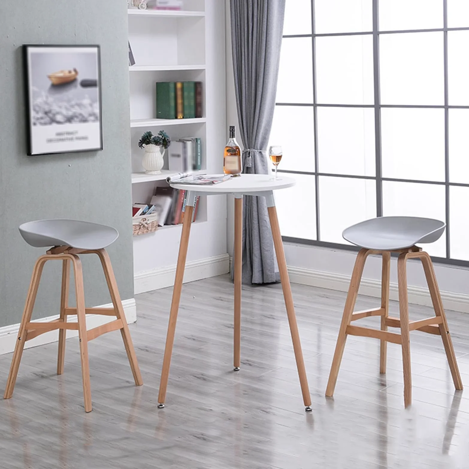 Sgabello da Tavolo Combinazione Tavolo E Sedia Semplice Nordico Ristorazione Negozio di tè Reception Tavolo Alto Sedia Tavolo Rotondo Semplice