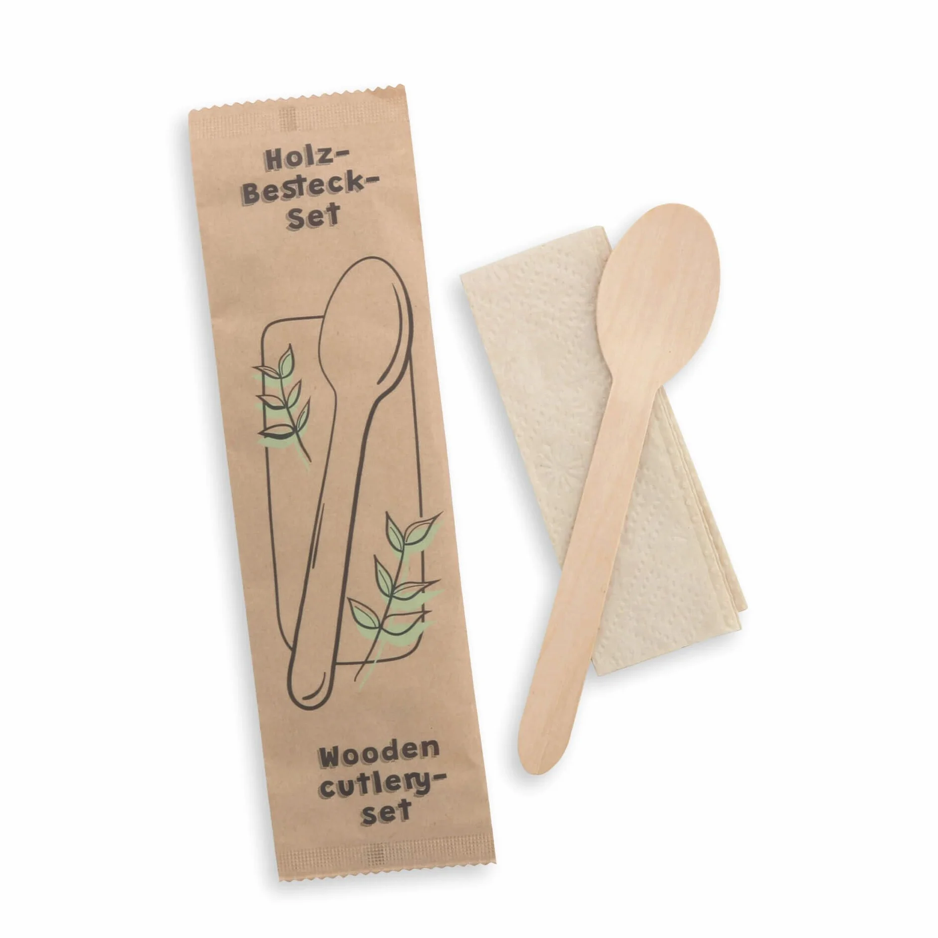 BIOZOYG Set posate legno 16 cm biodegradabile 500 Pezzi