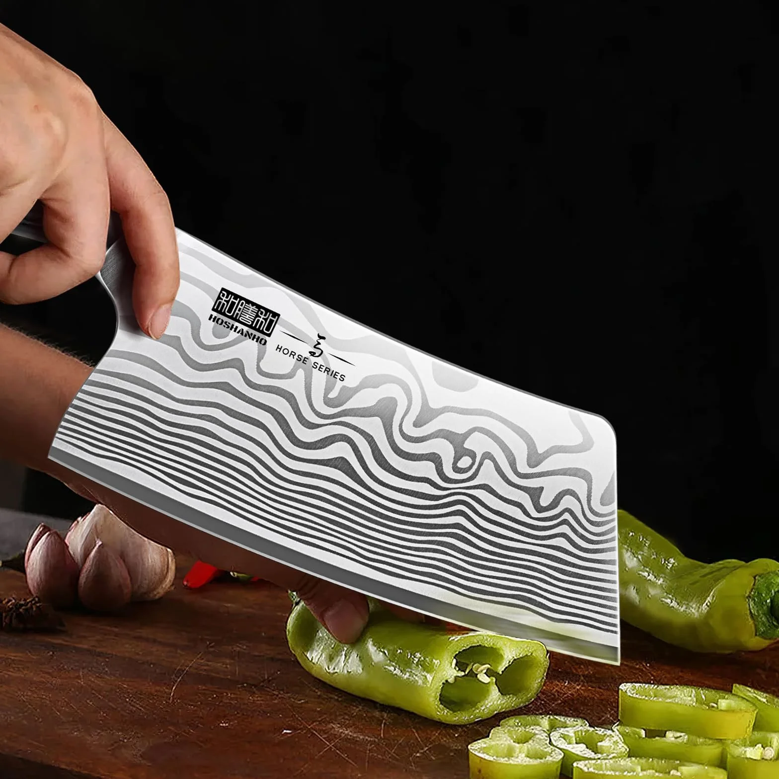 HOSHANHO Mannaia da Cucina 18 cm, Acciaio in Polvere ad Alto Tenore di Carbonio, Ultra Affilata