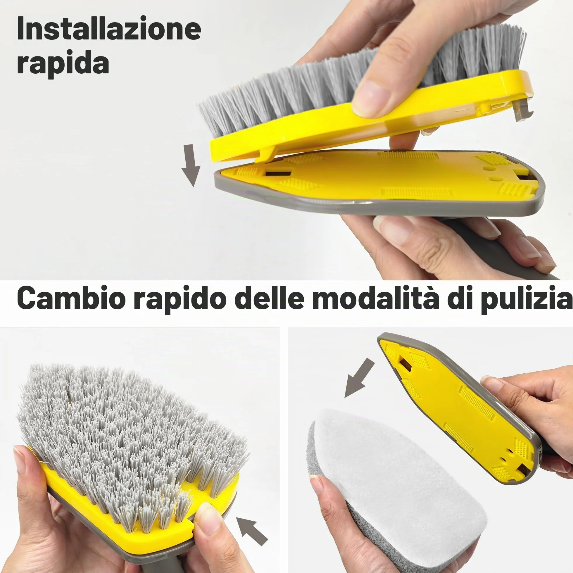 NEWE 3 in 1 Spazzola per la Pulizia della Doccia con Manico Telescopico 142 cm 4 Testine Sostituibili