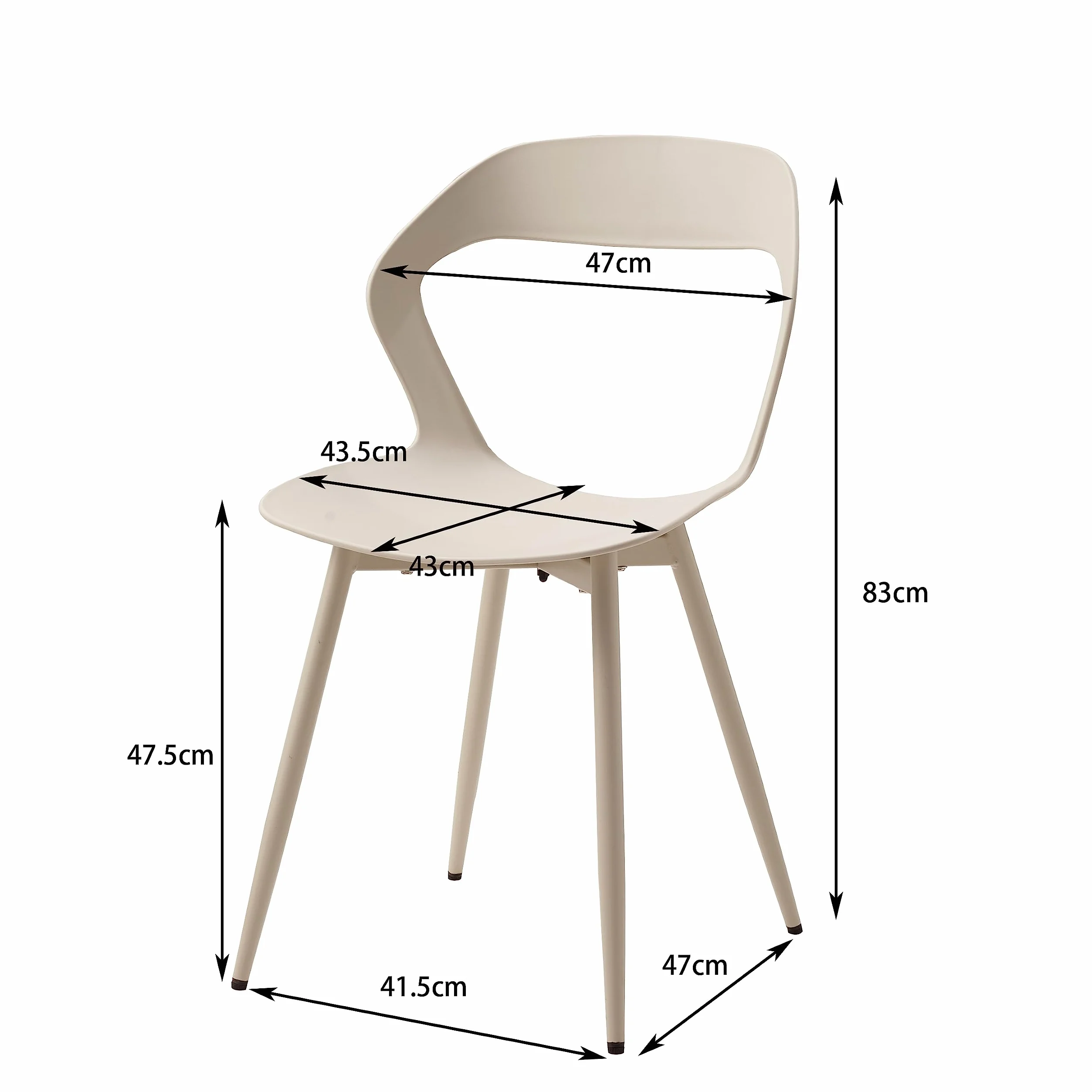 Set di 6 Sedie da Pranzo; Sedie da Cucina con Design a Schienale Cavo; Sedile in Polipropilene e Robuste Gambe in Metallo (Marrone)