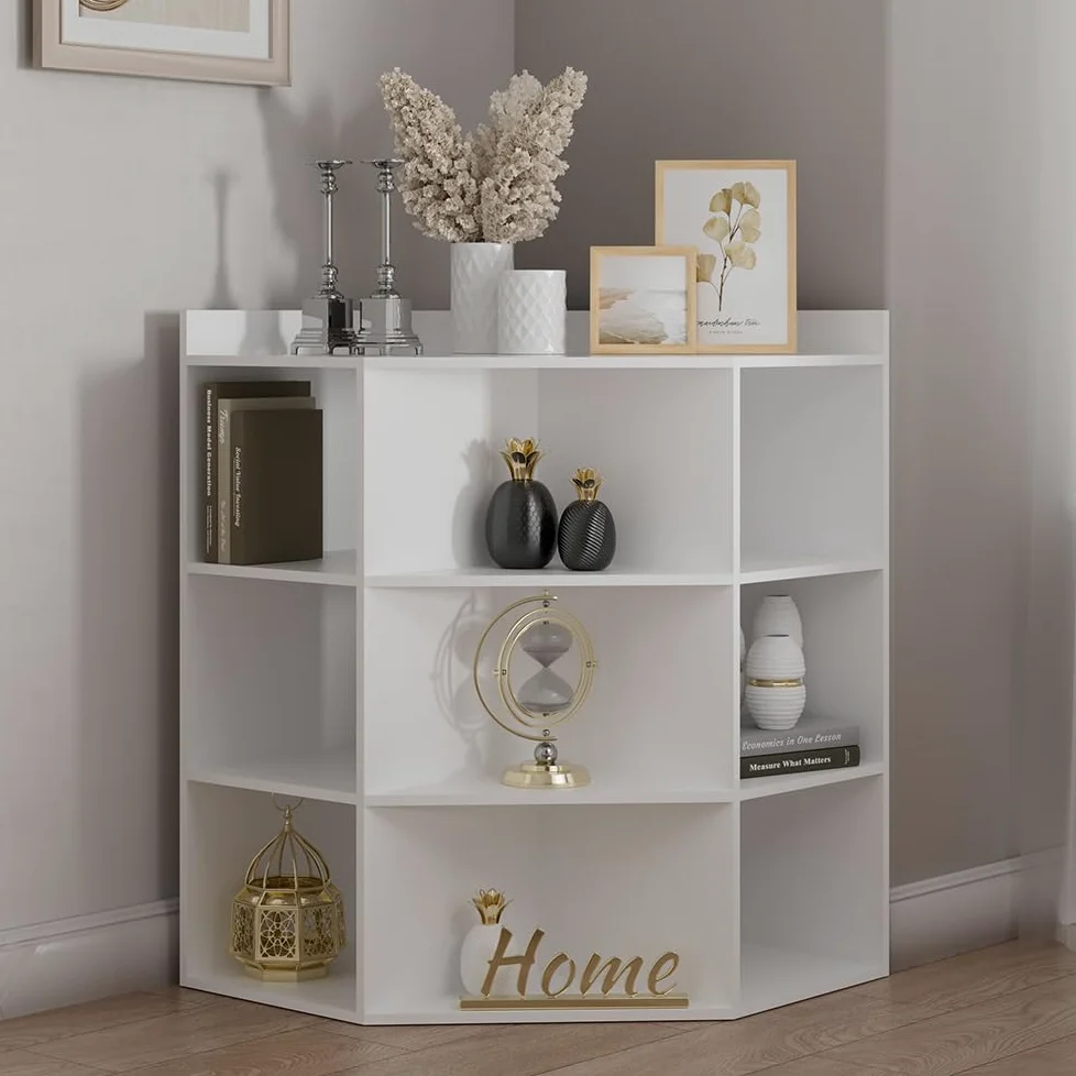 Vicco Scaffale angolare Elina, Bianco, 60 x 80 cm, per conservare ed esporre libri o oggetti decorativi
