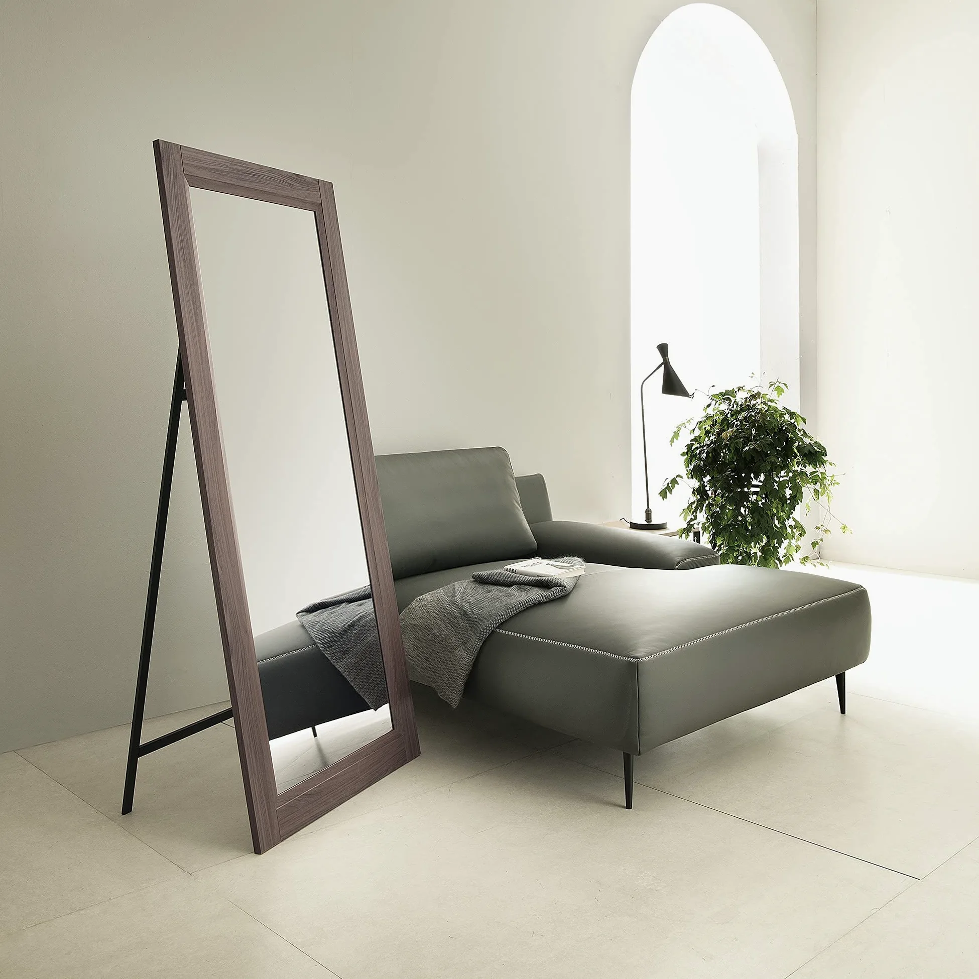 ARHome Specchiera da Terra con Staffa Classic, 180 x 78, Noce, Specchio figura intera, Made in Italy