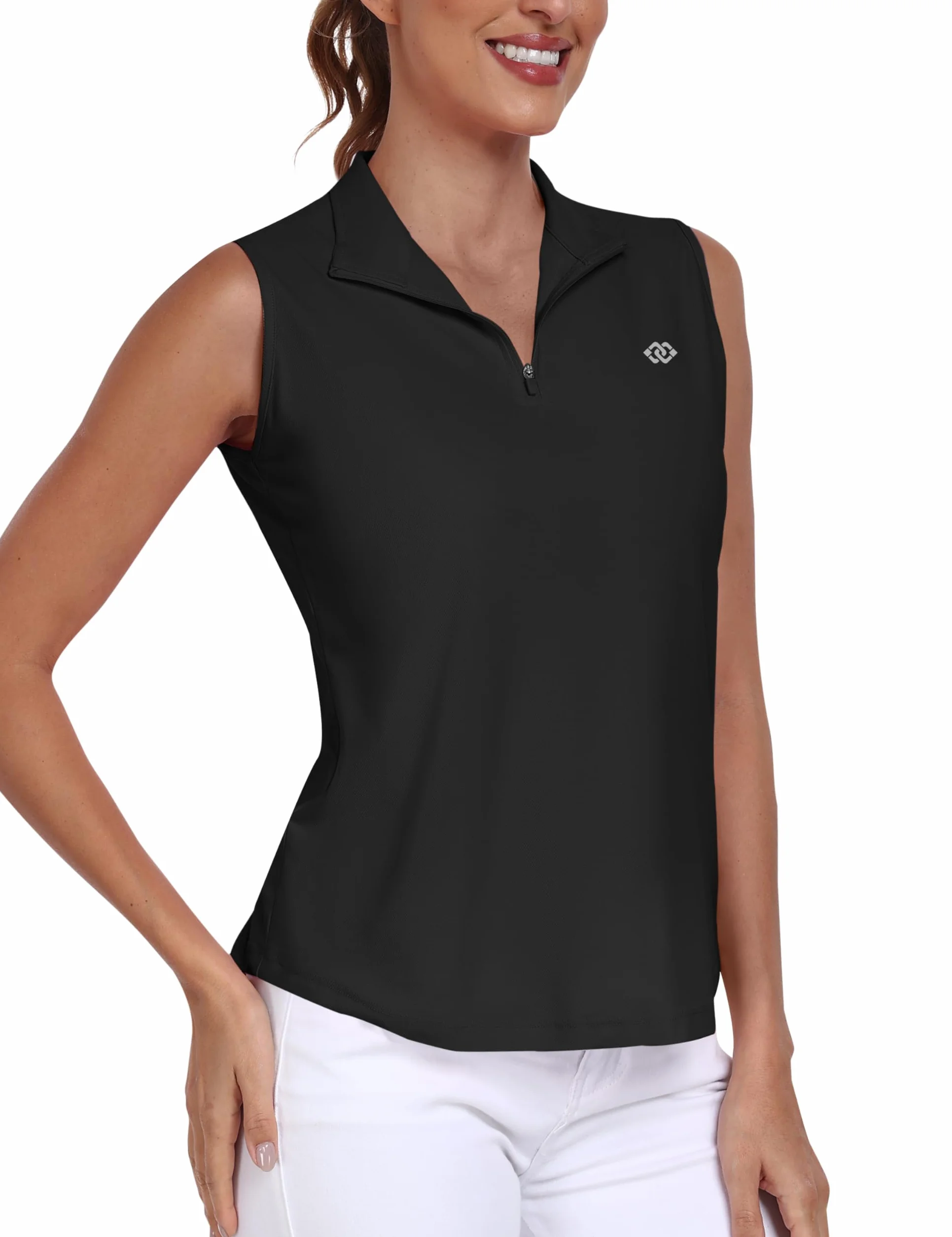 MoFiz Donna Polo T Shirt Senza Maniche Golf Camicia Magliette Estiva Traspirante Top con Cerniera
