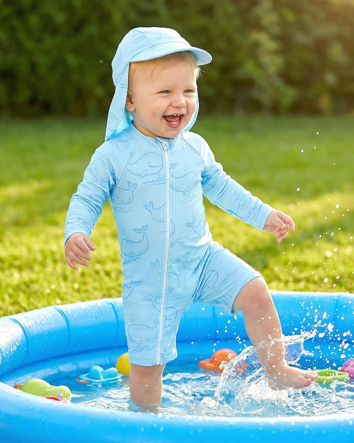 Costume da bagno intero con chiusura a strappo protezione UV bambini 3 mesi-3 anni