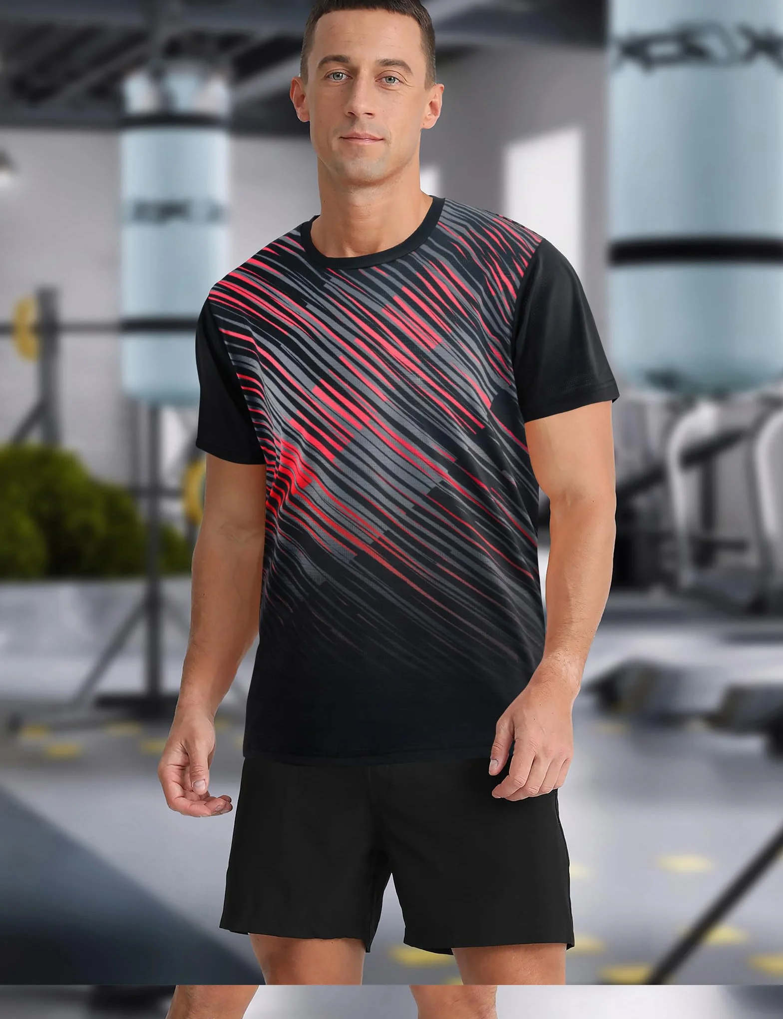 APTRO Maglietta Uomo Sportiva Maniche Corte Tessuto Elastico Asciugatura Rapida Fori Traspiranti Fitness