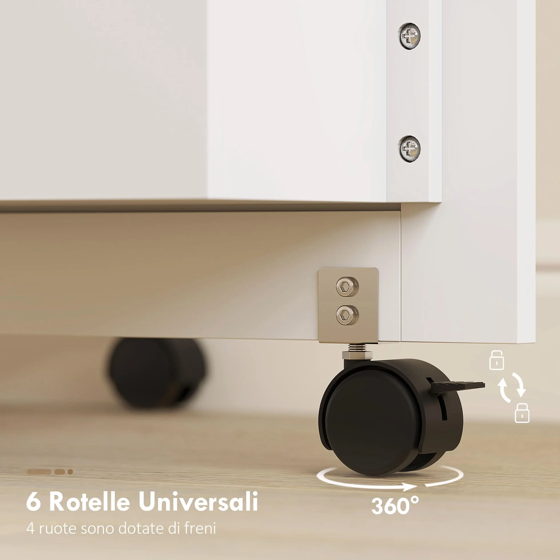 HOMCOM Mobile per Macchina da Cucire Pieghevole a 2 Ante Magnetiche, Tavolo per Macchina da Cucire Salvaspazio con Ripiani Portaoggetti, 20 Pioli per Bobine, Ruote a Freno, Armadio da Cucito, Bianco