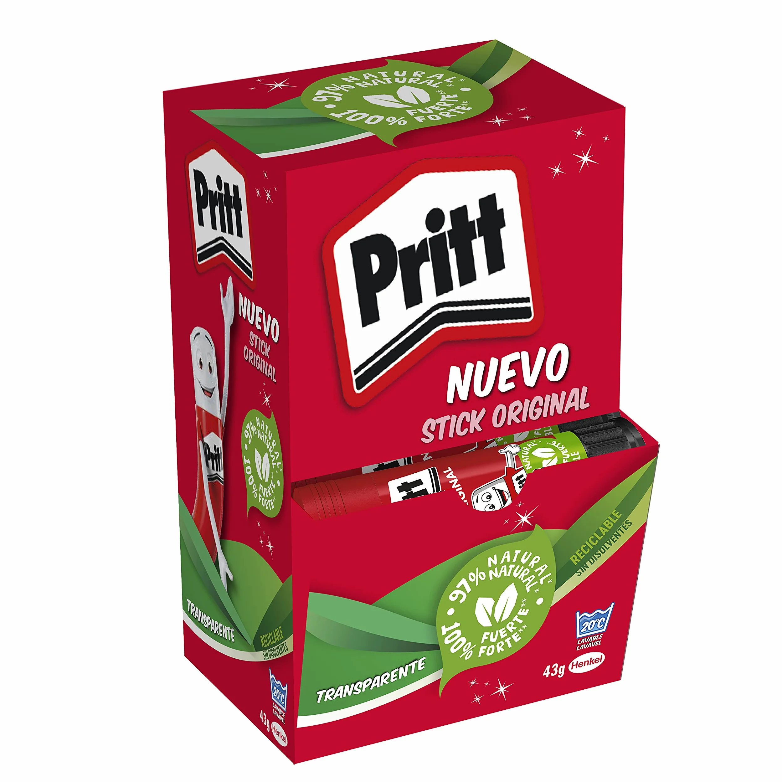 Pritt Colla Stick 15 x 43g, colla per bambini sicura e affidabile, colla Pritt per lavoretti e fai da te, con una tenuta forte per uso scuola e ufficio, 15 stick x 43g
