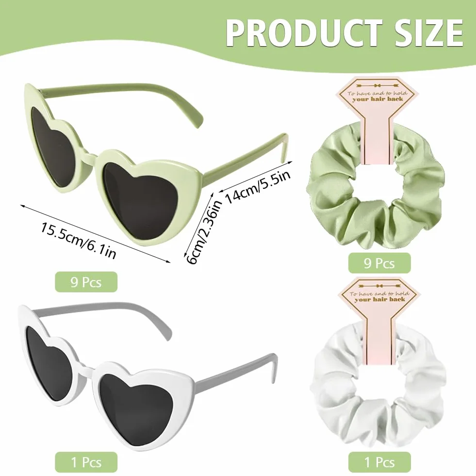 Joycabin 20 Pezzi Occhiali da Sole a Forma di Cuore per Team Bride con Elastici per Capelli