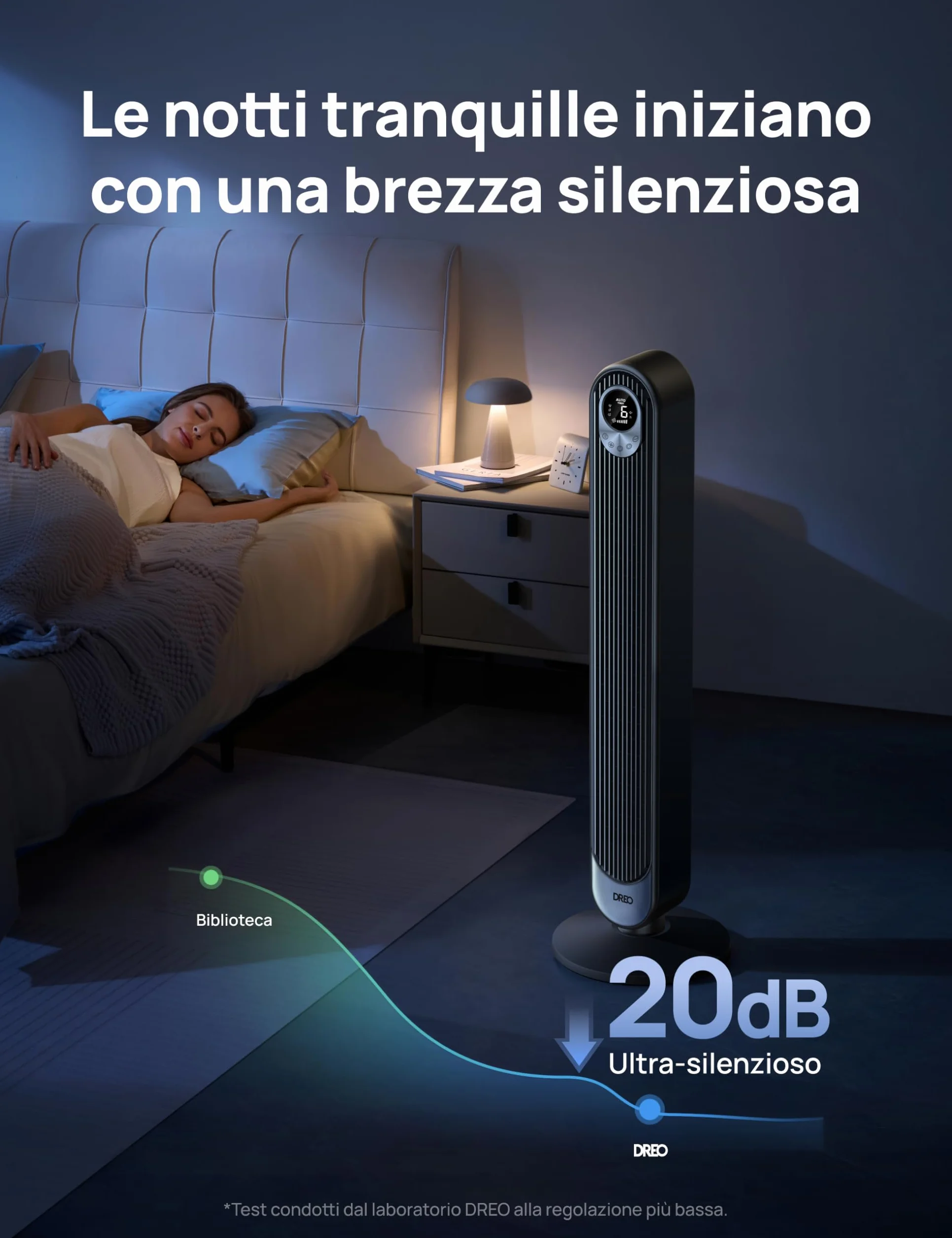 DREO Ventilatore a Torre 106cm, Potente 8.53 m/s, Ventilatori a Colonna Silenzioso con Telecomando, 9 Velocità, 4 Modalità, Oscillazione a 90°, Timer da 12H, per Camera da Letto, Stanze Grandi