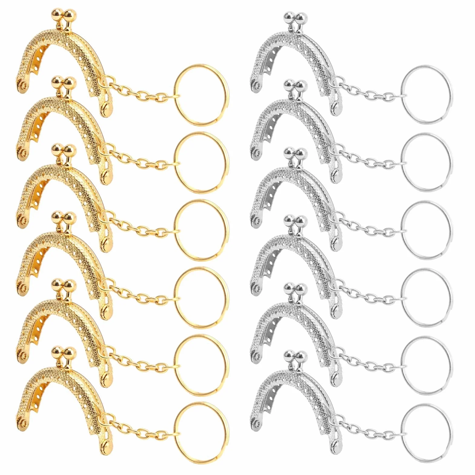 Chiusura Portamonete Clic Clac in Metallo per Borse Artigianali, 12 Pezzi (Argento/Oro)