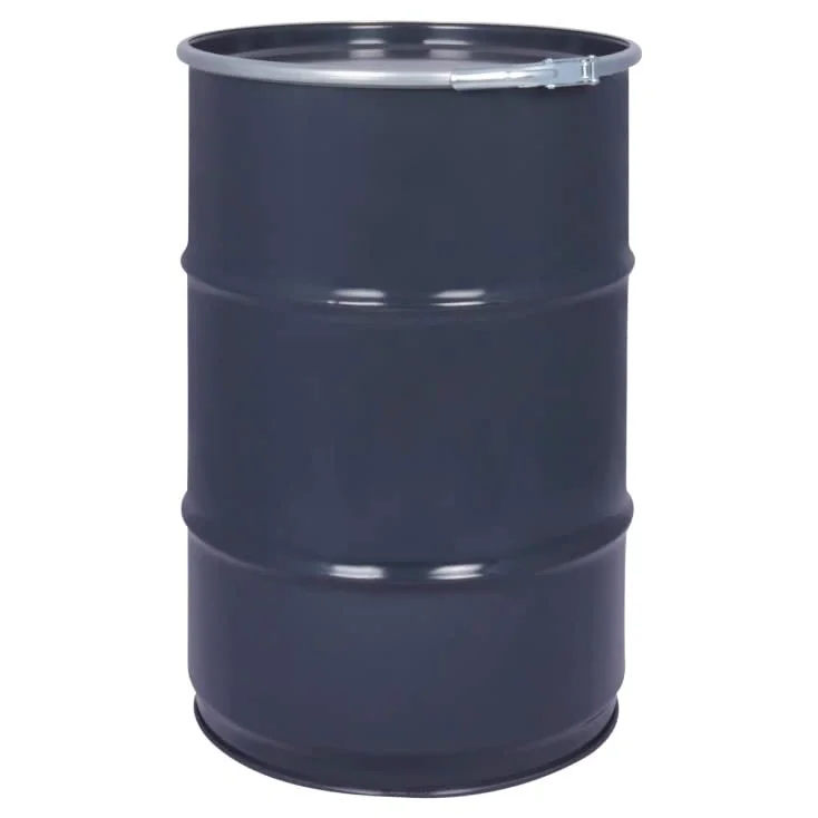 Barilotto in acciaio da 60 litri con coperchio rimovibile – Barilotto per olio in metallo – Adatto per l'aspirazione della polvere ciclonica – Grigio