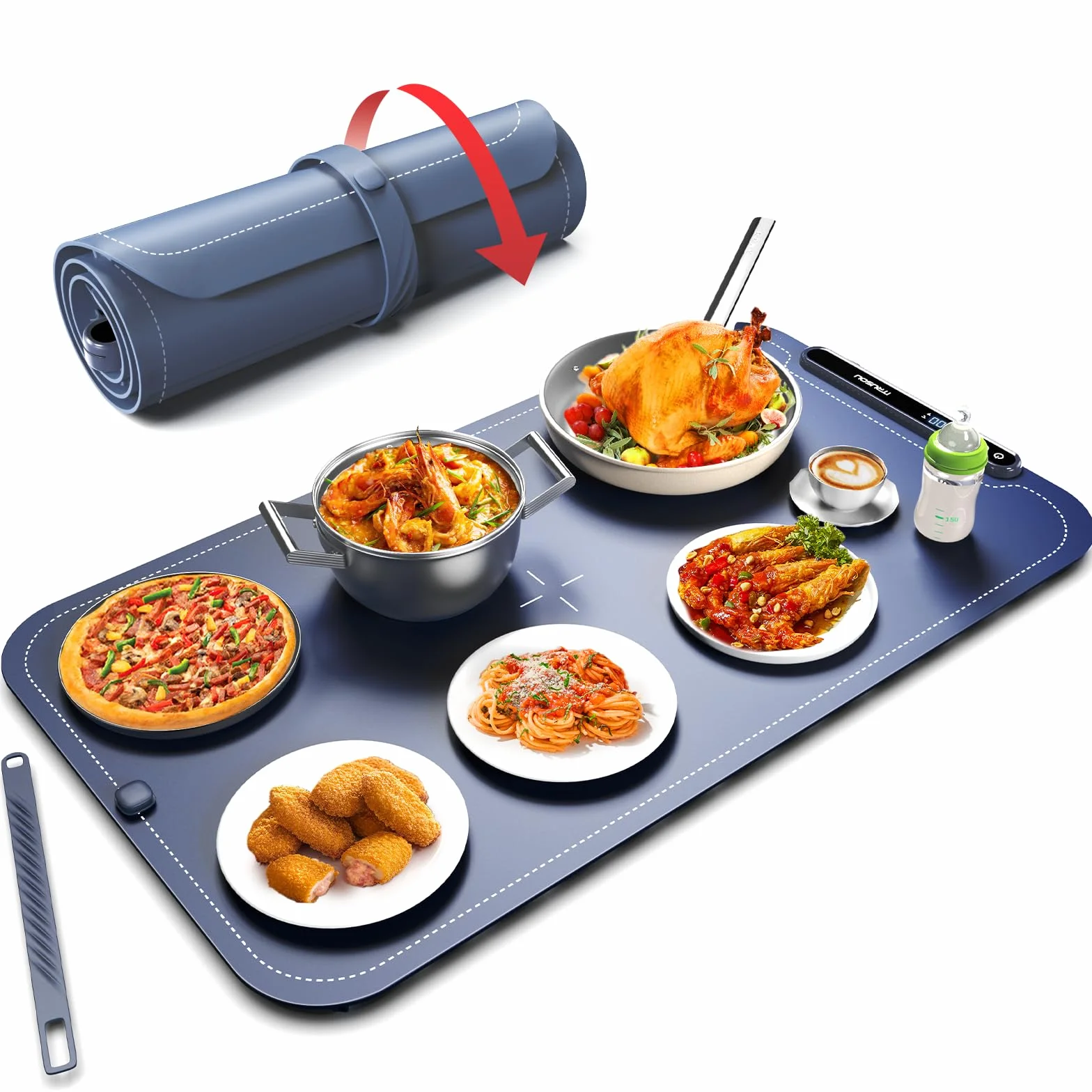 Piastra riscaldante elettrica in silicone per alimenti, 7 livelli temperatura, spegnimento automatico 1-8 ore