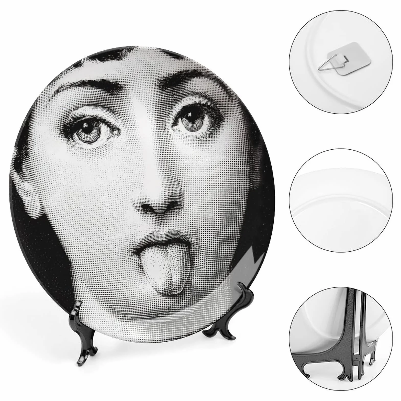 Lina Cavalieri Piatto Ceramica Decorazione Murale Trucco 6 Pollici Diametro 15 cm con Supporto e Gancio