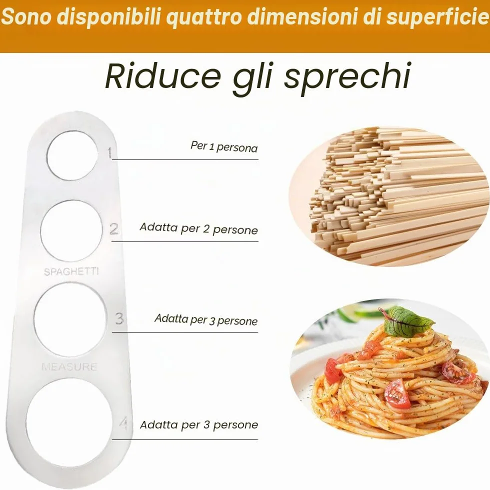 Misuratore di Spaghetti in Acciaio Inox 4 Fori, Gadget Porzioni Pasta