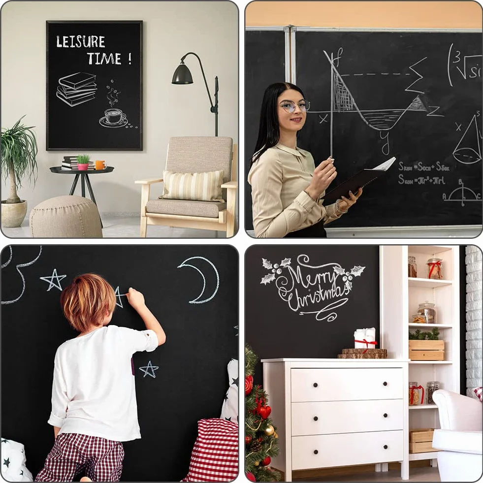 OFFCUP Lavagna Adesiva, Lavagna Autoadesiva, Memo da Parete con 5 Gessetti, Adesivi Murali Lavagna, Disegno Educativa Sticker per Cameretta Casa Ufficio Scuola Decorazione Fai Da Te (45 x 300cm)