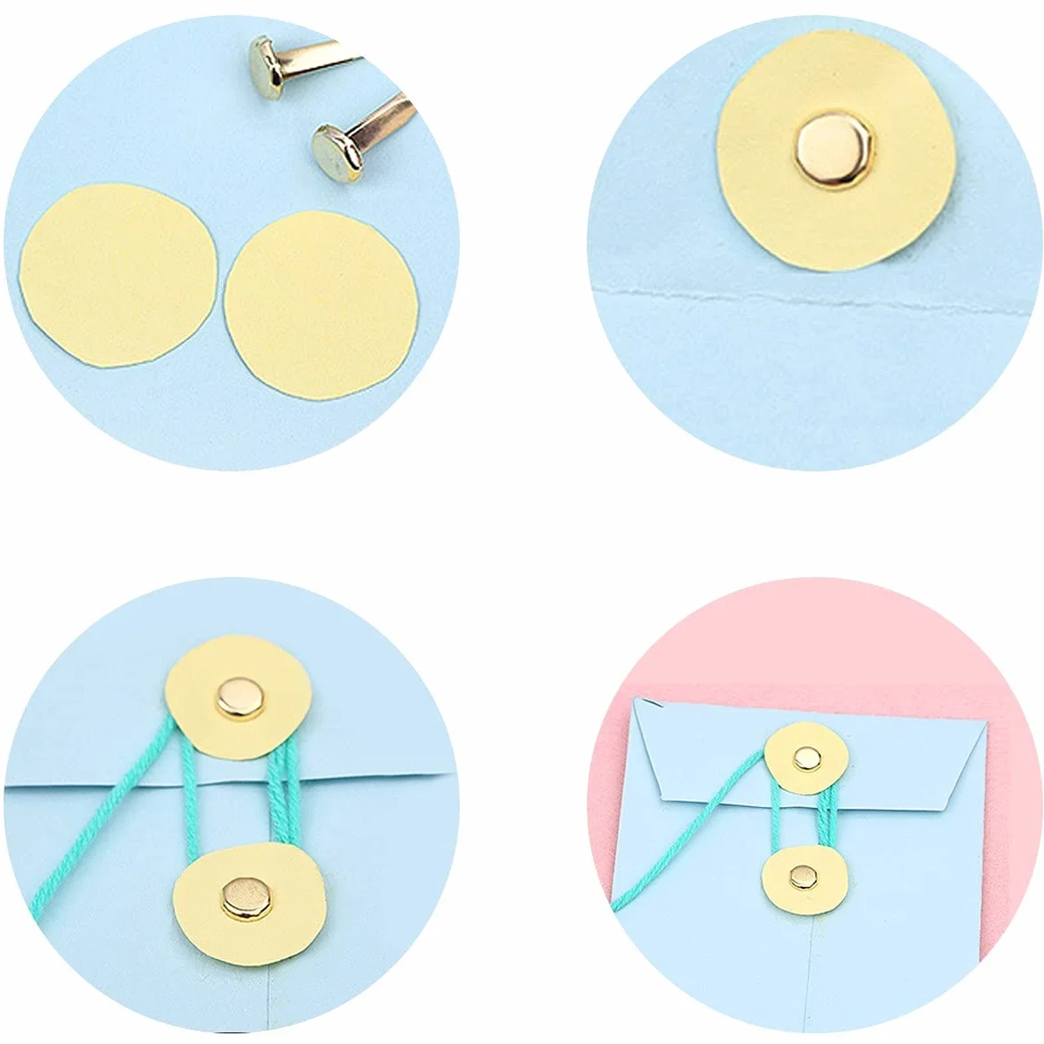 200 pezzi Mini Brads, clip parigine a testa in metallo rotondo, multicolore, Brads 4,5 mm x 8 mm, per il tempo libero creativo e lo Scrapbooking