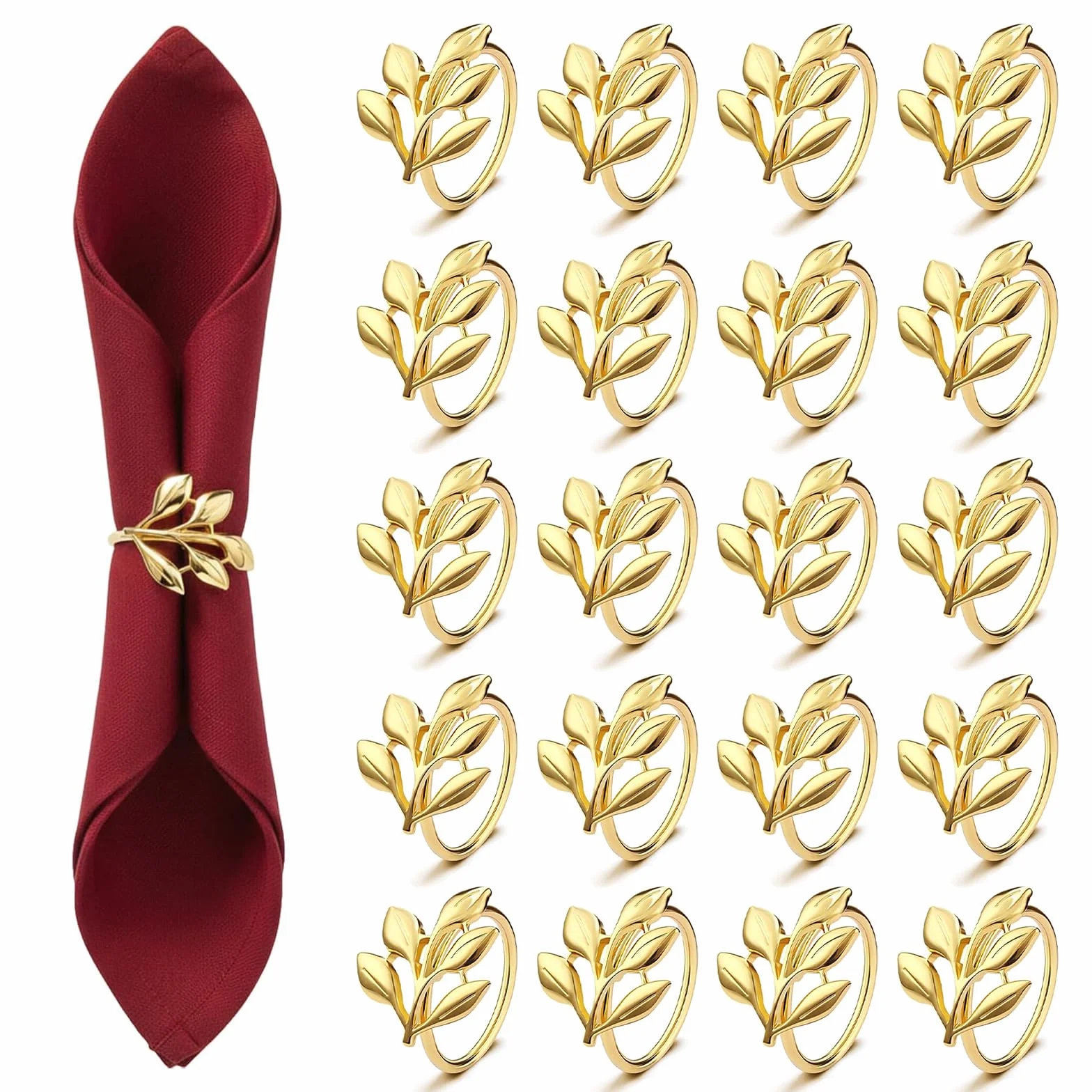 20 Portatovaglioli Oro Metallici, Porta Anelli Elegante, Decorazione Tavolo Matrimonio Ramadan Natale