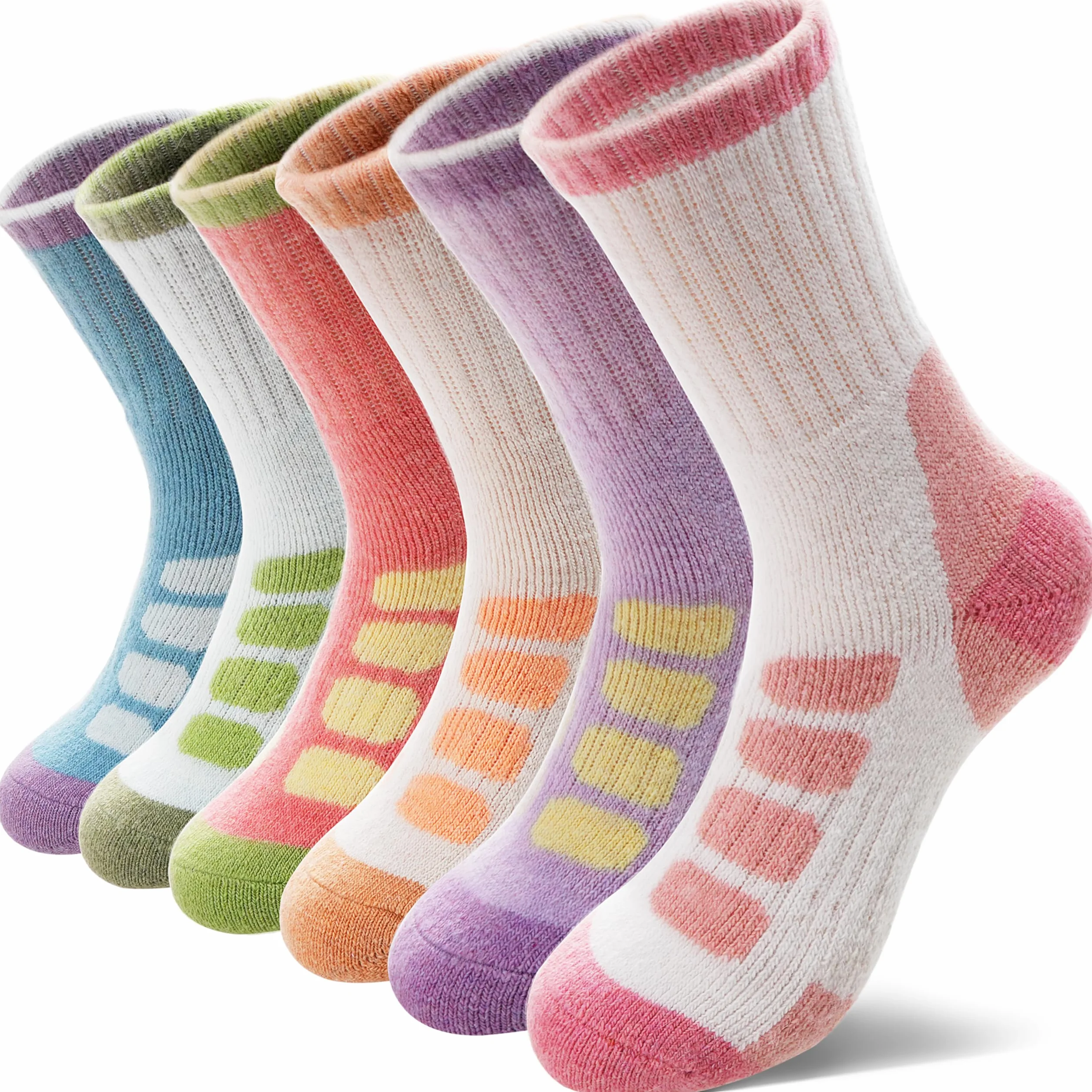 MOSEY KOSY 6 Paia Calzini Bambini Lana Merino per Camminare Ragazzi Ragazze Neonati Inverno Termici Spessi Caldi Imbottiti Calzini Crew da Escursionismo