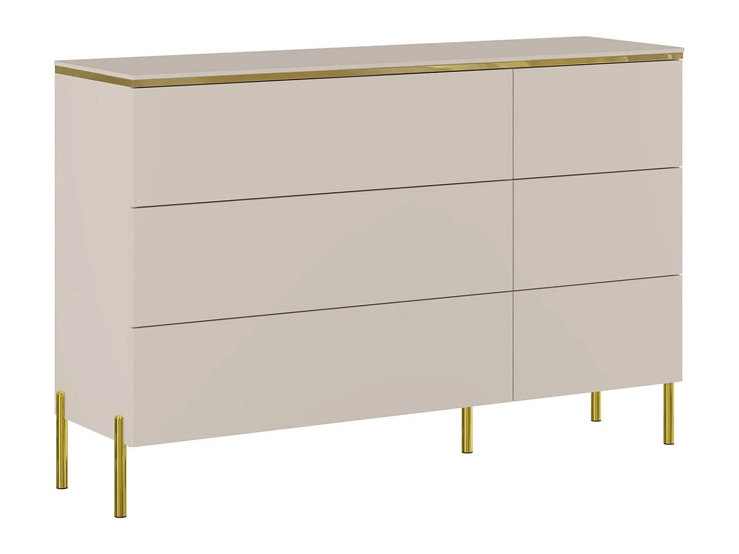 Pascal Morabito-Comò 6 cassetti Beige e Dorato - VUKIA