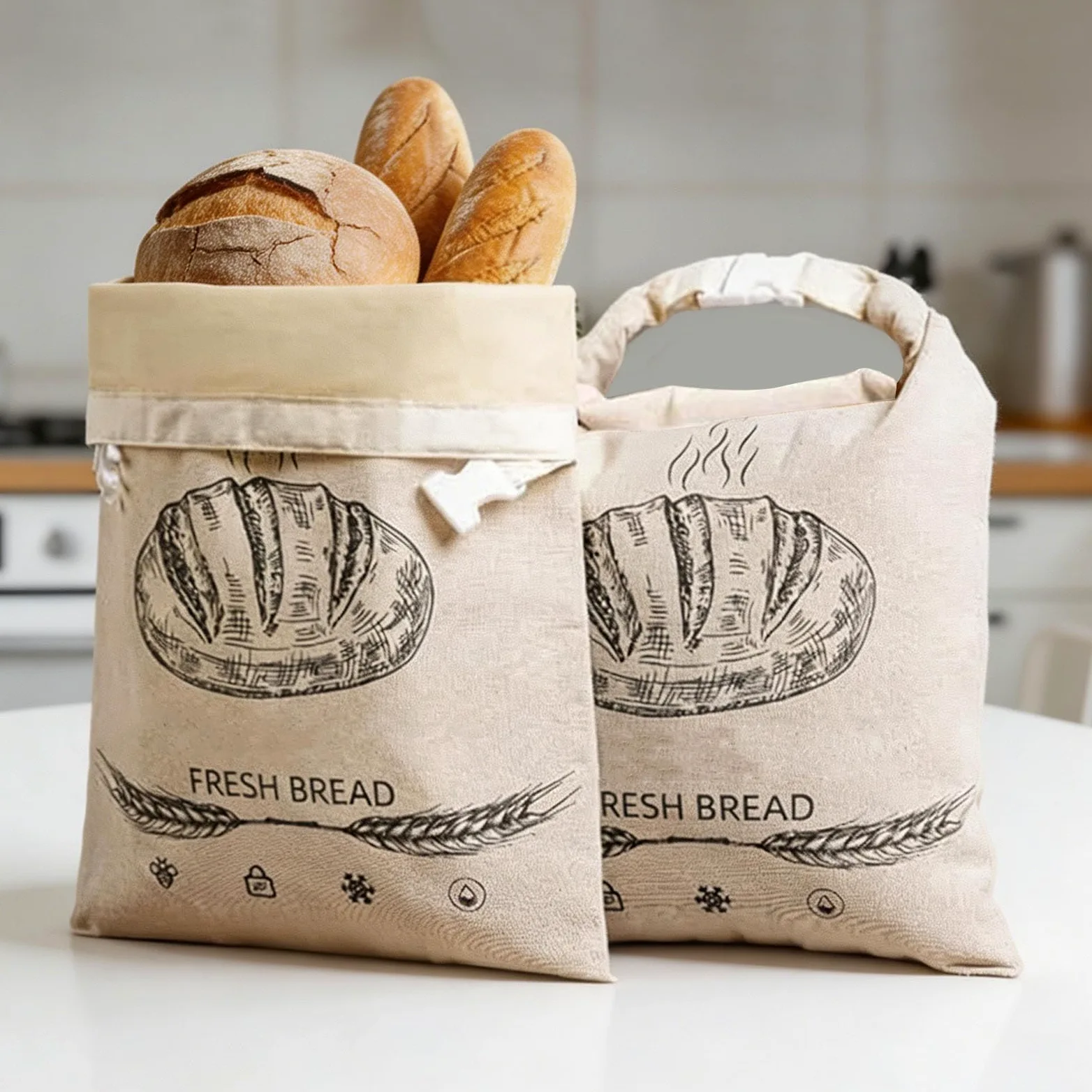 Sacchetti per pane in cera d'api, riutilizzabili, in cera d'api, per conservare il pane fresco, ideali per pasta madre, regalo per picnic, adatti al congelatore, confezione da 2