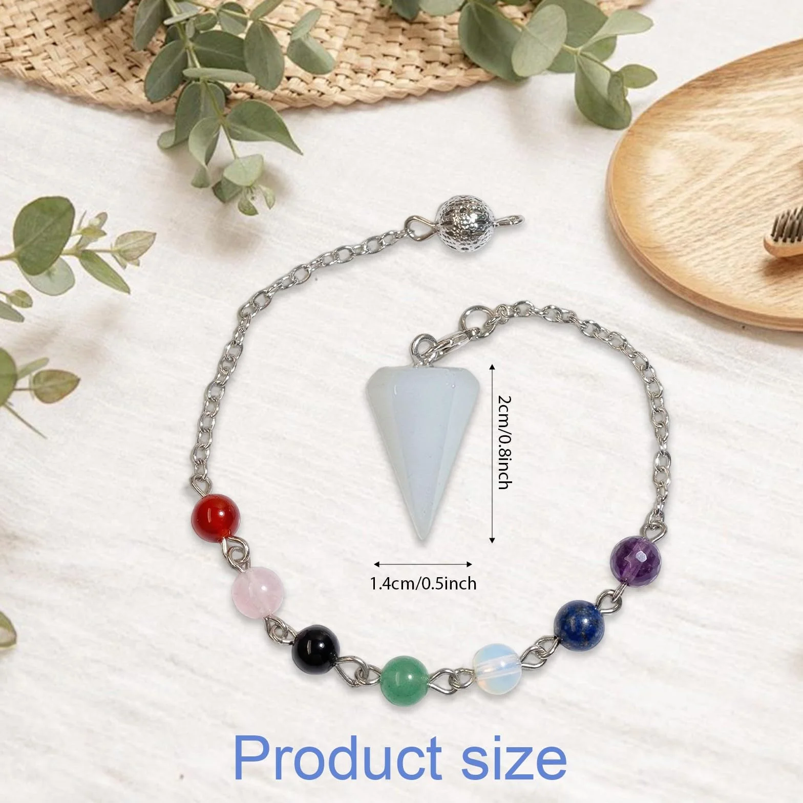 Pendolo Divinatorio 7 Chakra Cristallo Naturale Radioestesia Esoterico Pietra Reiki Meditazione