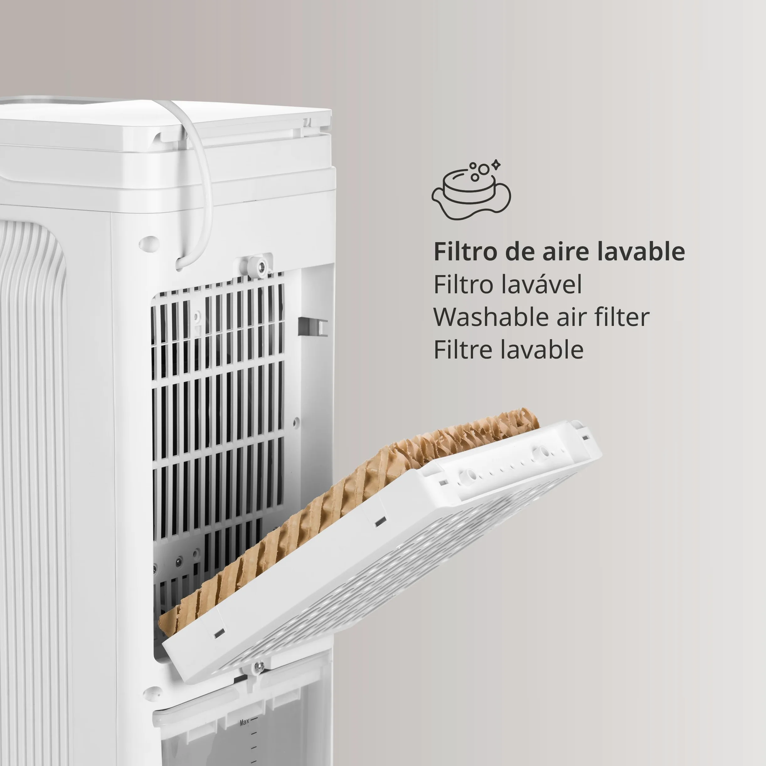 Ufesa Nuuk+ Raffrescatore Portatile Evaporativo 65W Funzione 3in1Raffreddamento Ventola e Ionizzazione 3Velocità 3Modalità Pannello a Sfioramento Serbatoio da 6L Timer12h Filtro Lavabile Telecomando