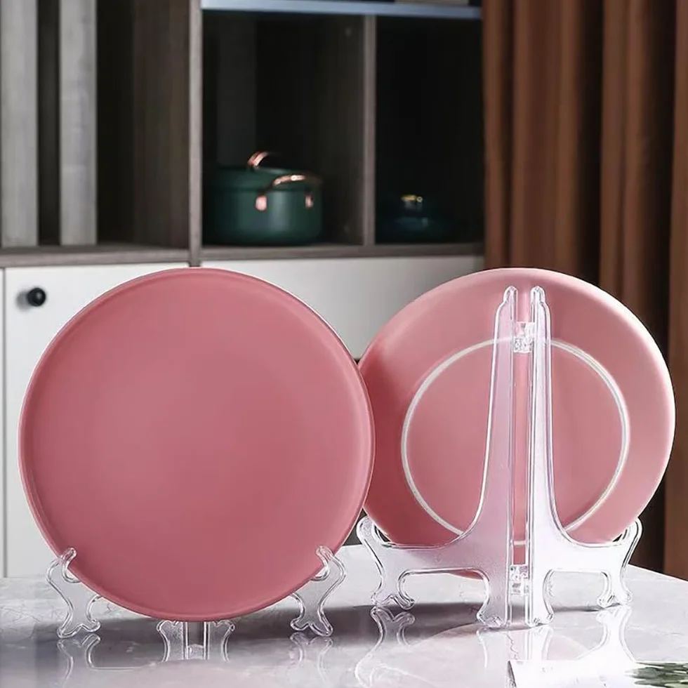 6 Pezzi Porta Piatti da Esposizione Trasparente Plastica Cavalletto Cavalletti per Tavolo per Immagini Casa Matrimonio Decorazione