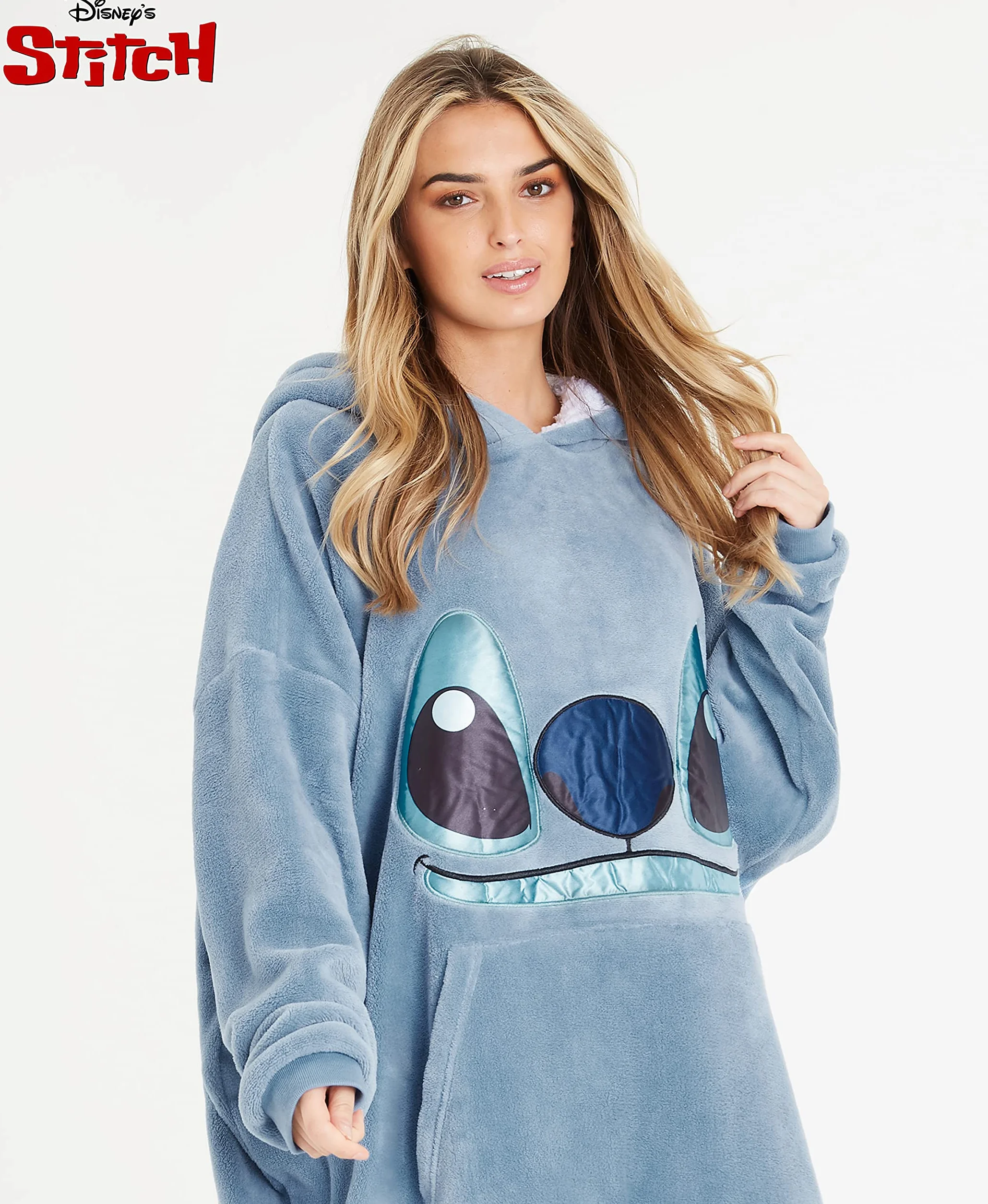 Disney Stitch Felpa Donna con Cappuccio Coperta Indossabile Oversize in Pile Ragazza Confortevole e Morbido Idea Regalo