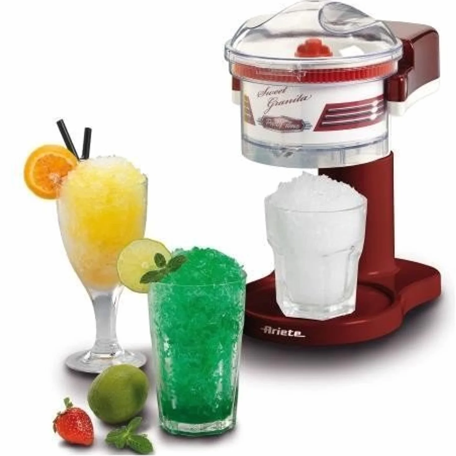 Ariete 78 Sweet Granita Macchina per Granita, Lama Acciaio Inox, Funzione Tritaghiaccio, 30 W, 23x15.5x18.5 cm, Rosso