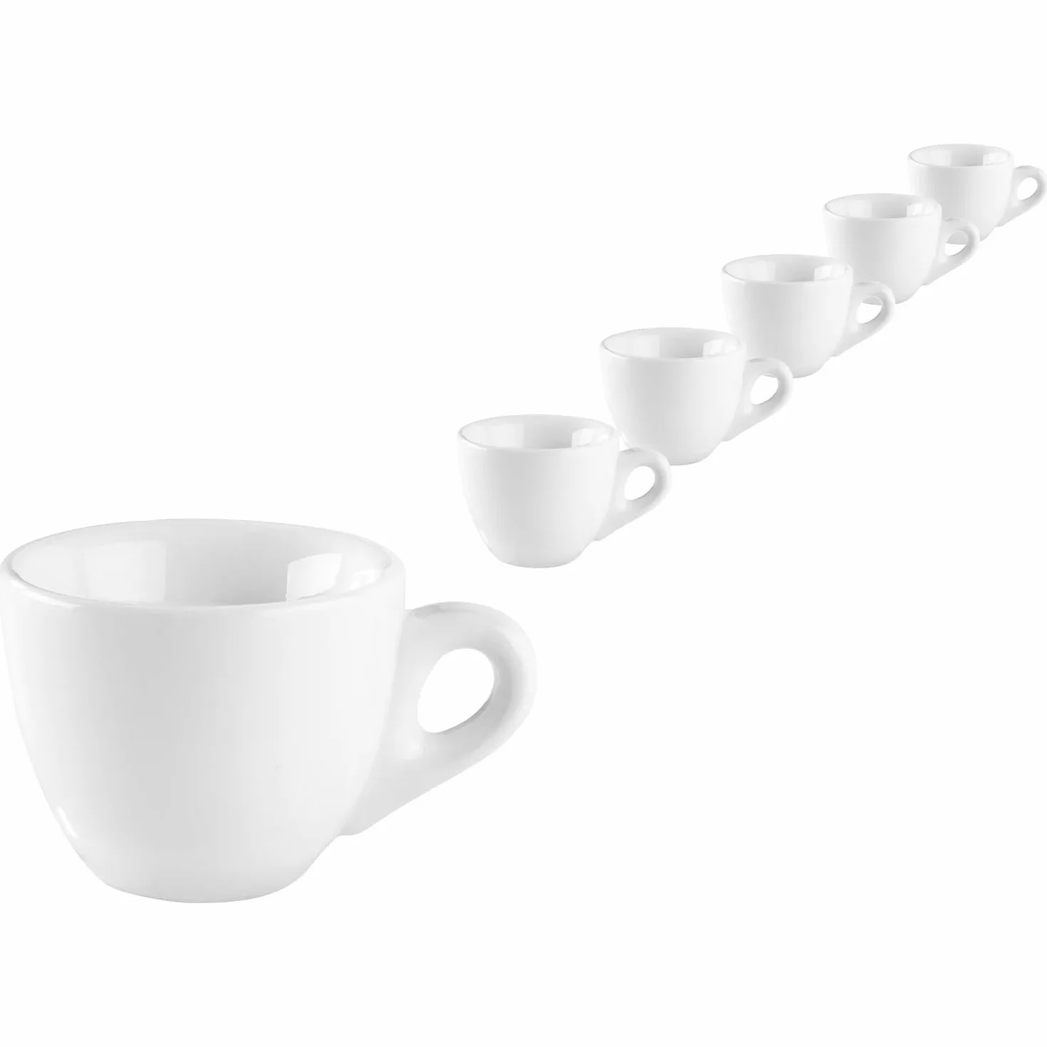 Set 6 Tazzine Tazze Servizio Da Caffè Bianche Ceramica Espresso Colazzione Bar