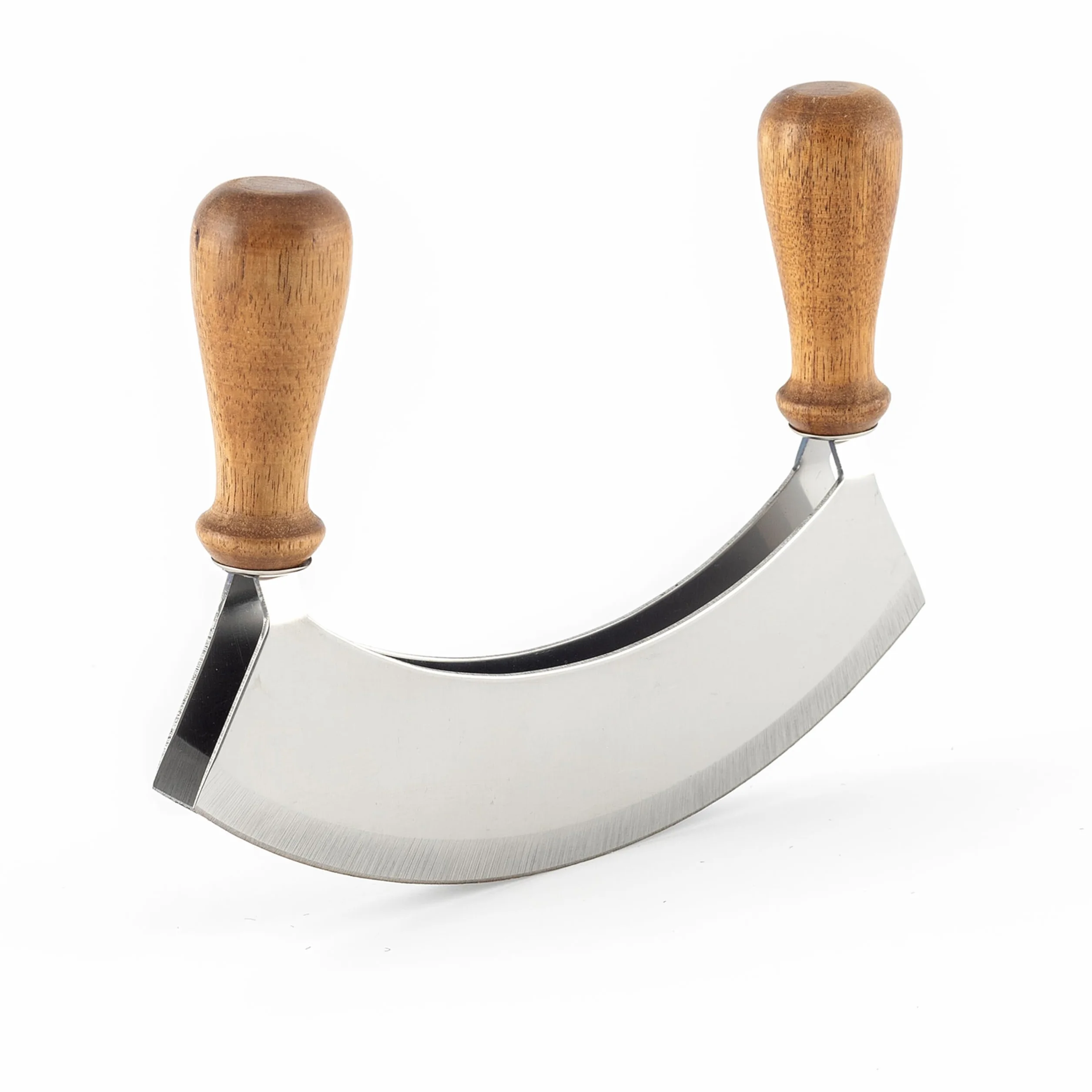 Hanseküche Coltello per erbe aromatiche, tritatutto, doppio gambo, 17,5 cm, acciaio speciale, lama da cucina per tritare finemente e tagliare le erbe (tritatutto)