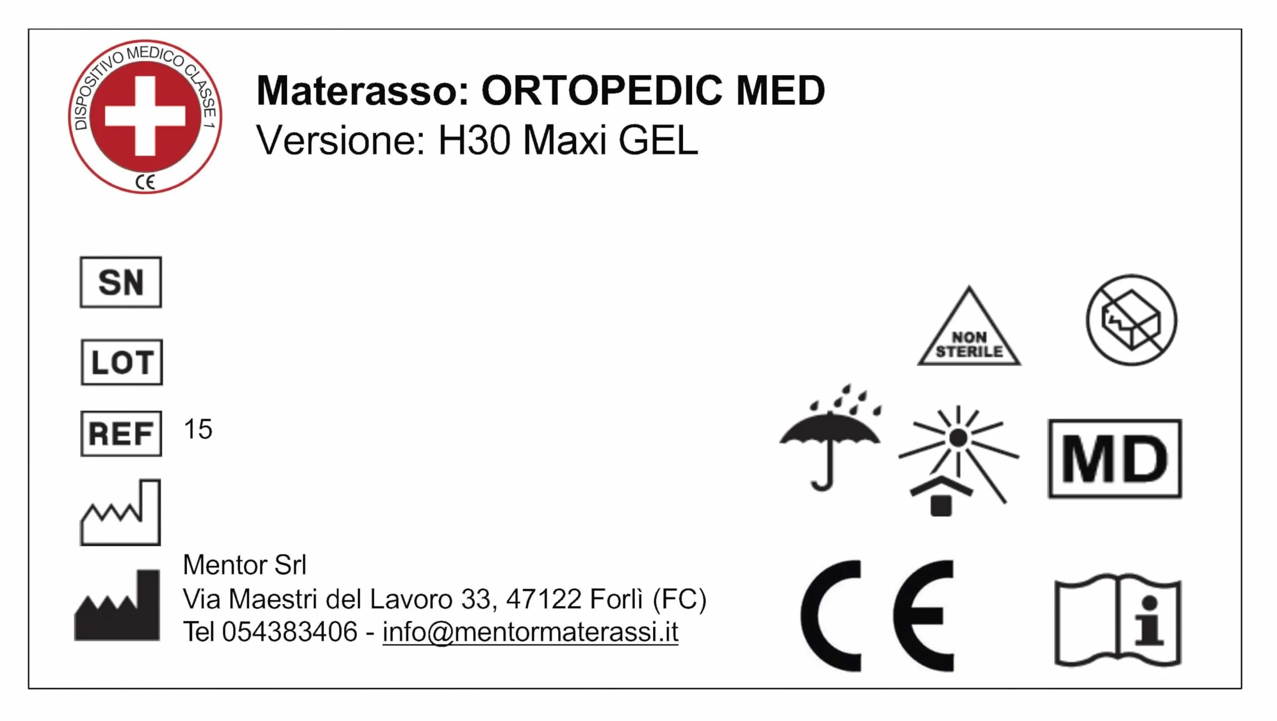 Mentor - Materasso Water Foam Med H4 MATRIMONIALE 160x190 ORTOPEDIC MED H30 MAXI GEL DISP. MEDICO DETRAIBILE detraibile - 11 zone